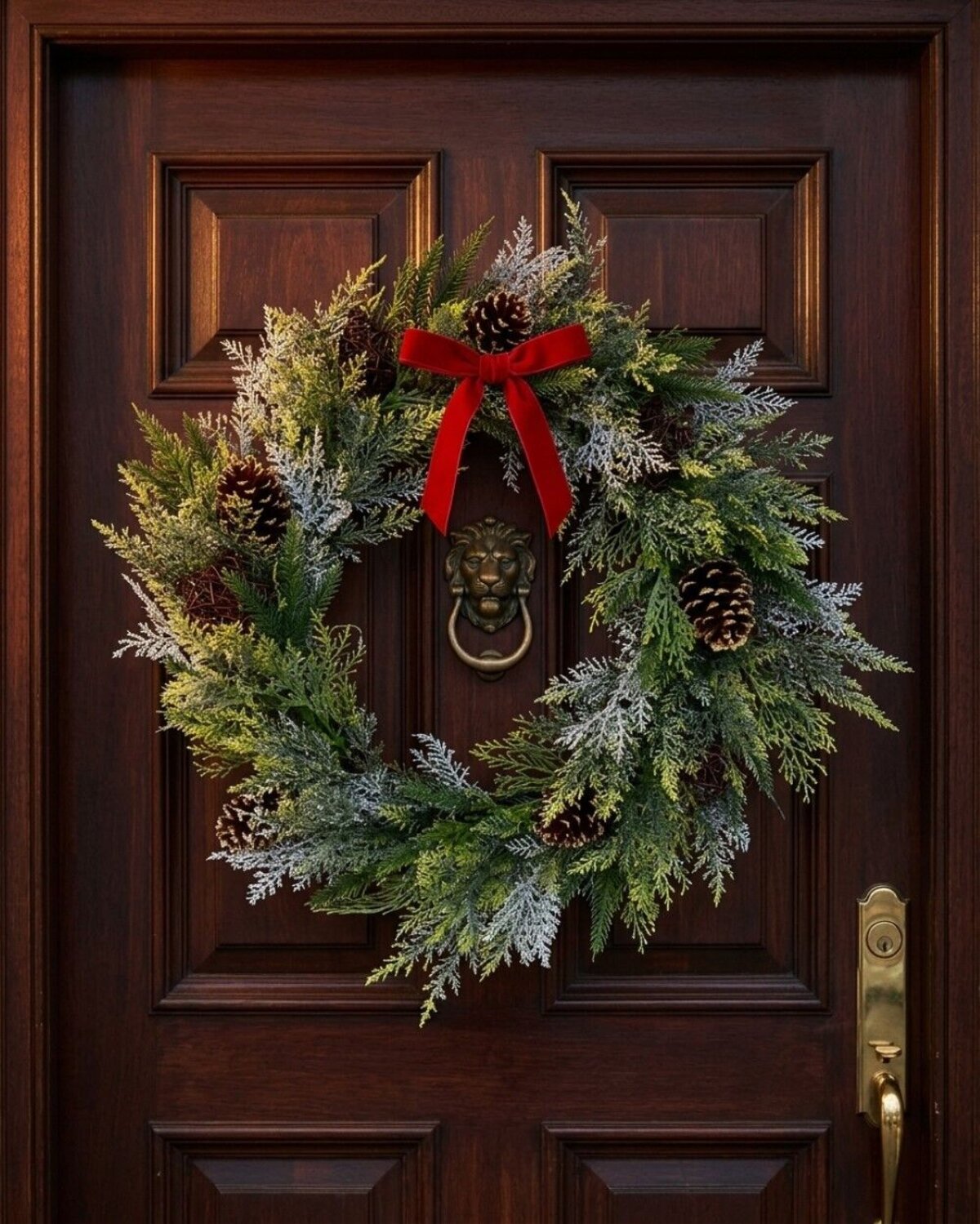 60cm Woodland Christmas Wreath With Tasmanian Cedar & Glitter Pinecones — image 2