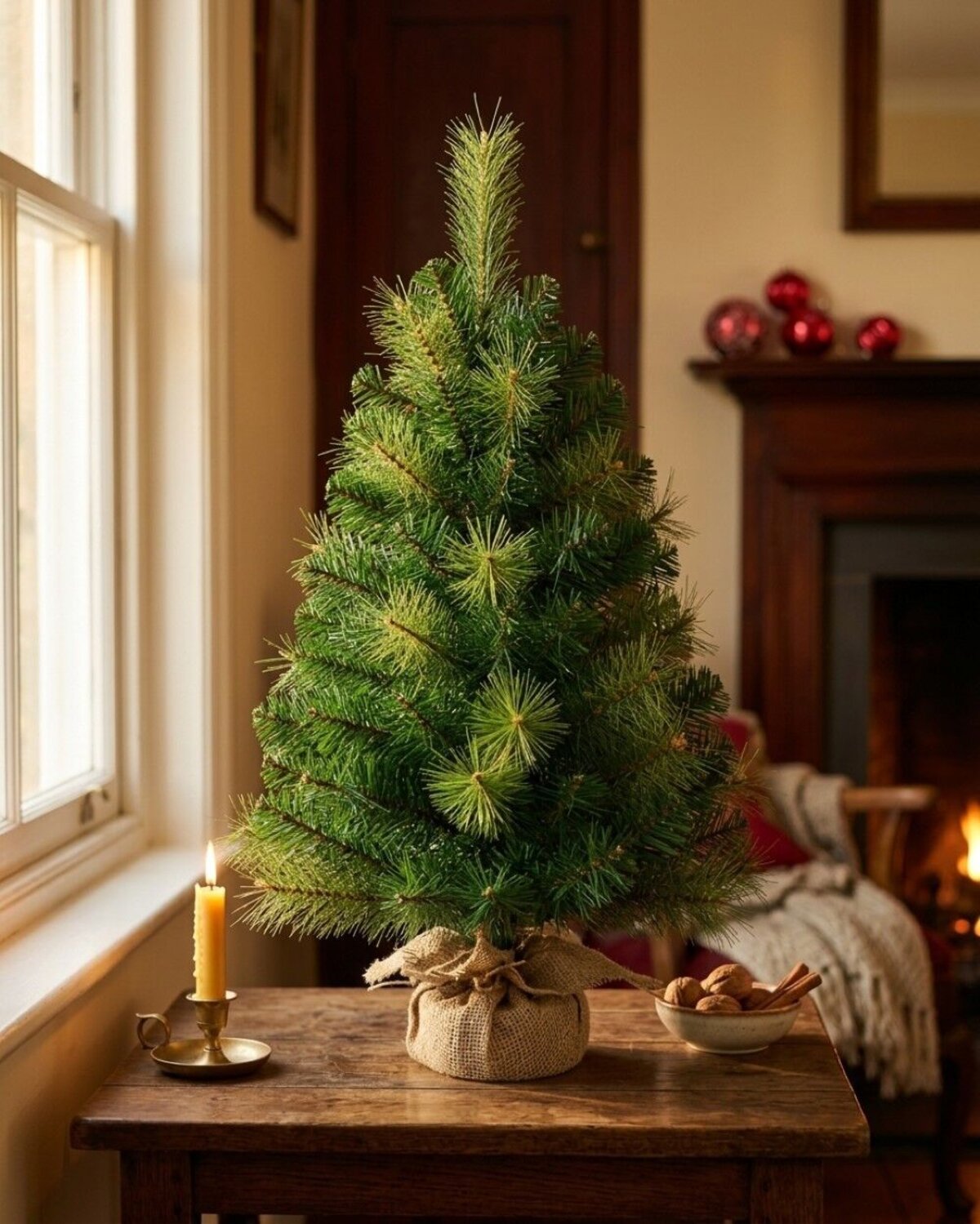 65cm Balsam Pine & Fir Needle Tabletop Tree | 104 Tips & Burlap Base — image 4