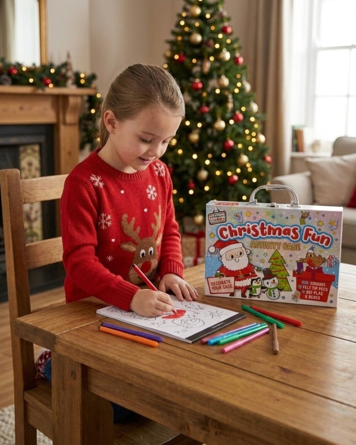 Colour & Carry Christmas Activity Case Art Kit With Pens & Stickers | 100+ Pieces — image 3