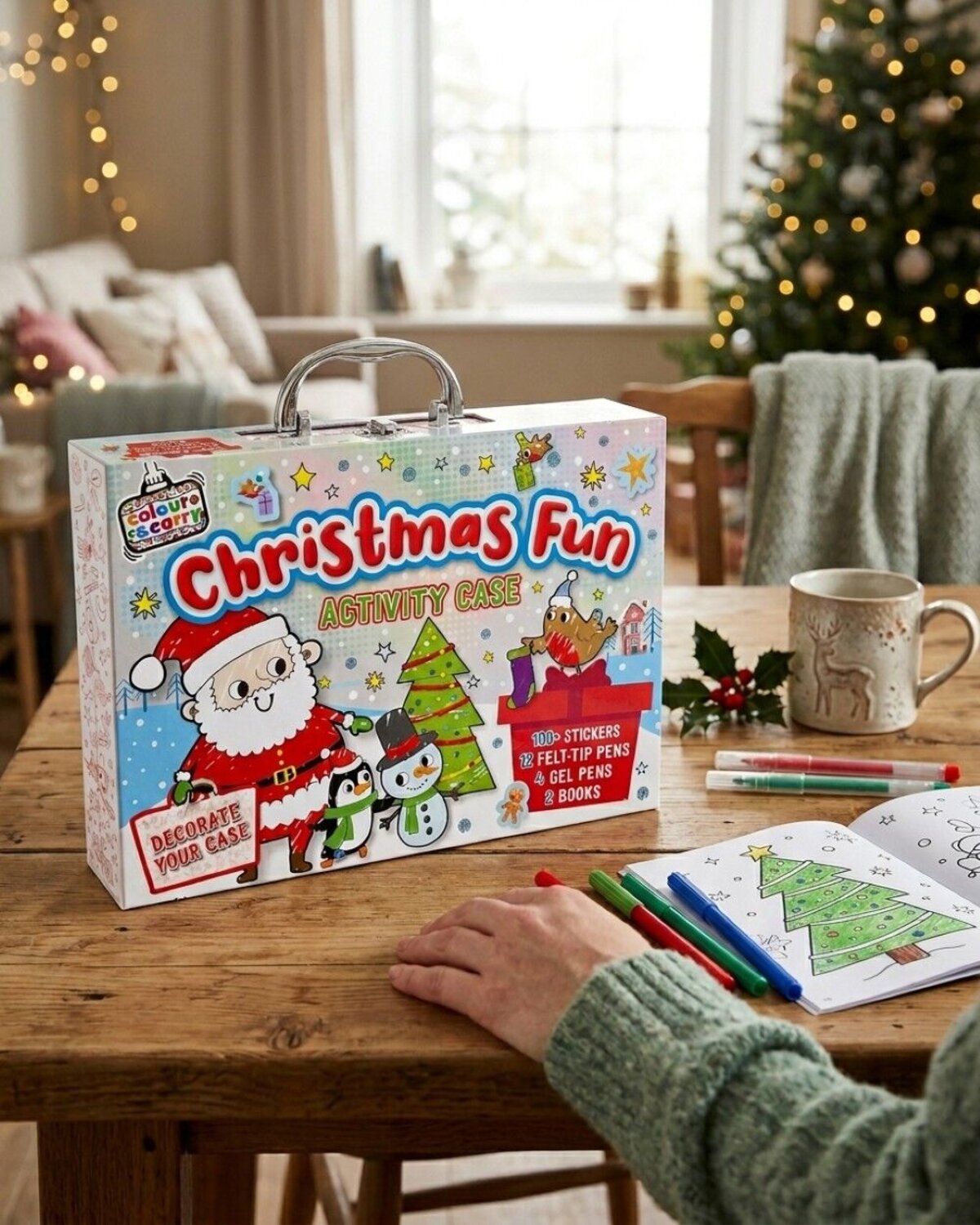 Colour & Carry Christmas Activity Case Art Kit With Pens & Stickers | 100+ Pieces — image 4