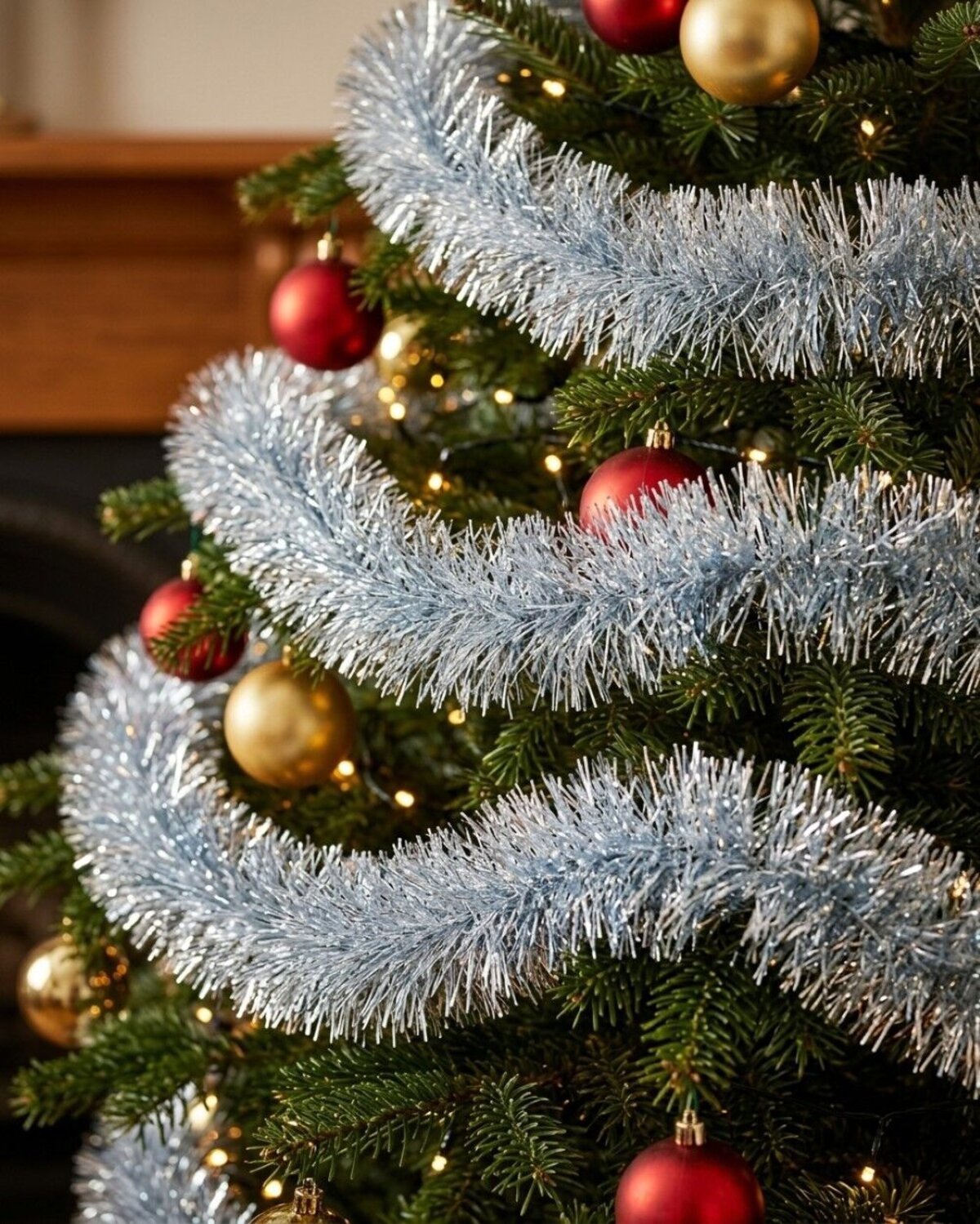 Premium 8ply Silver Metallic Fir Needle Christmas Tinsel Garland | 5m x 10cm — image 2