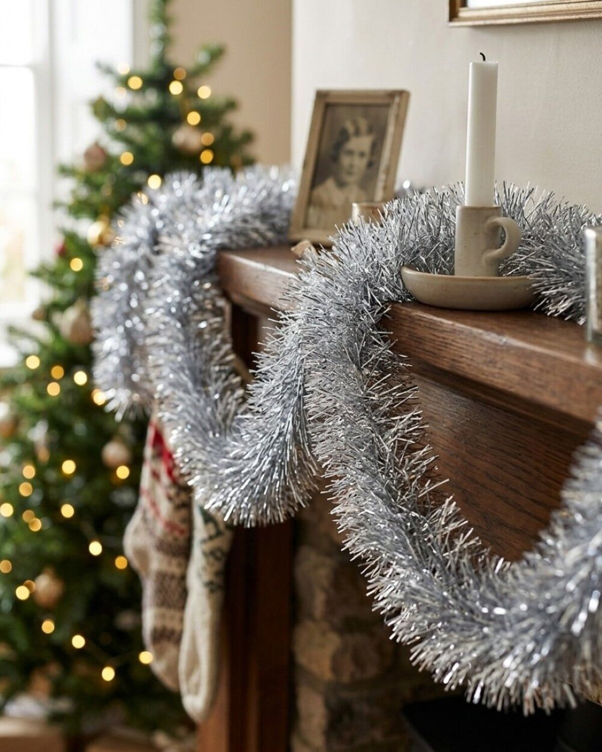 Premium 8ply Silver Metallic Fir Needle Christmas Tinsel Garland | 5m x 10cm — image 4