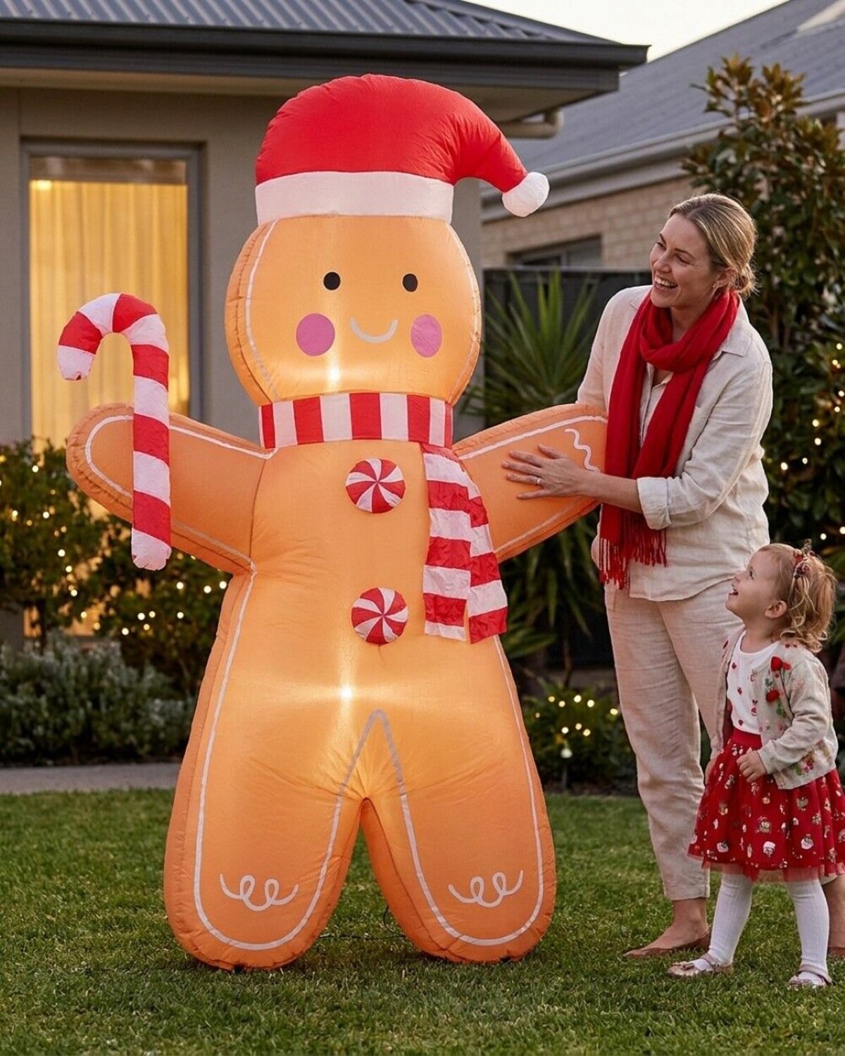 1.8m Gingerbread Man With Candy Cane | LED Outdoor Inflatable — image 3