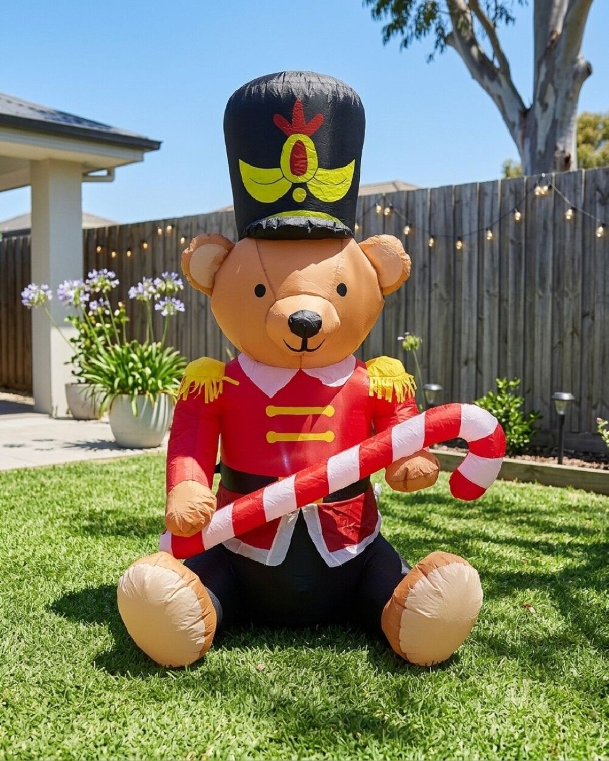 1.6m Teddy Bear Soldier With Candy Cane | LED Outdoor Inflatable — image 4