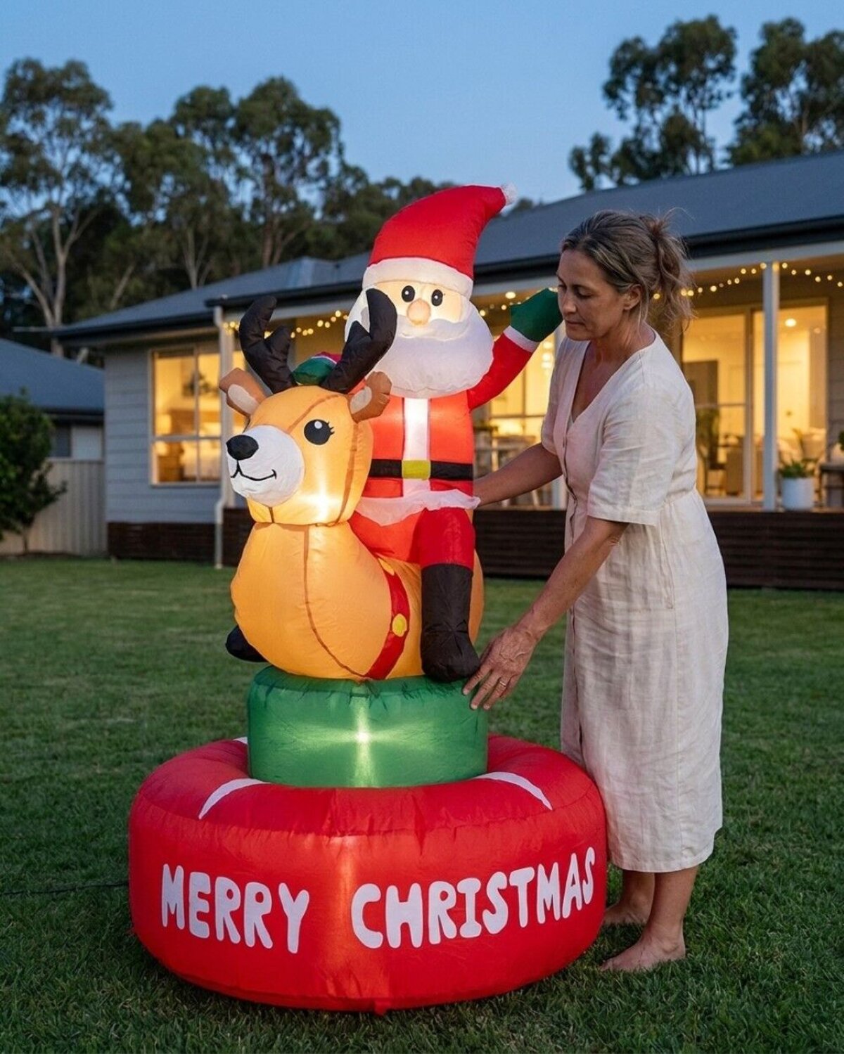 1.5m Santa Riding Mechanical Deer Bull | Animated LED Outdoor Inflatable — image 3