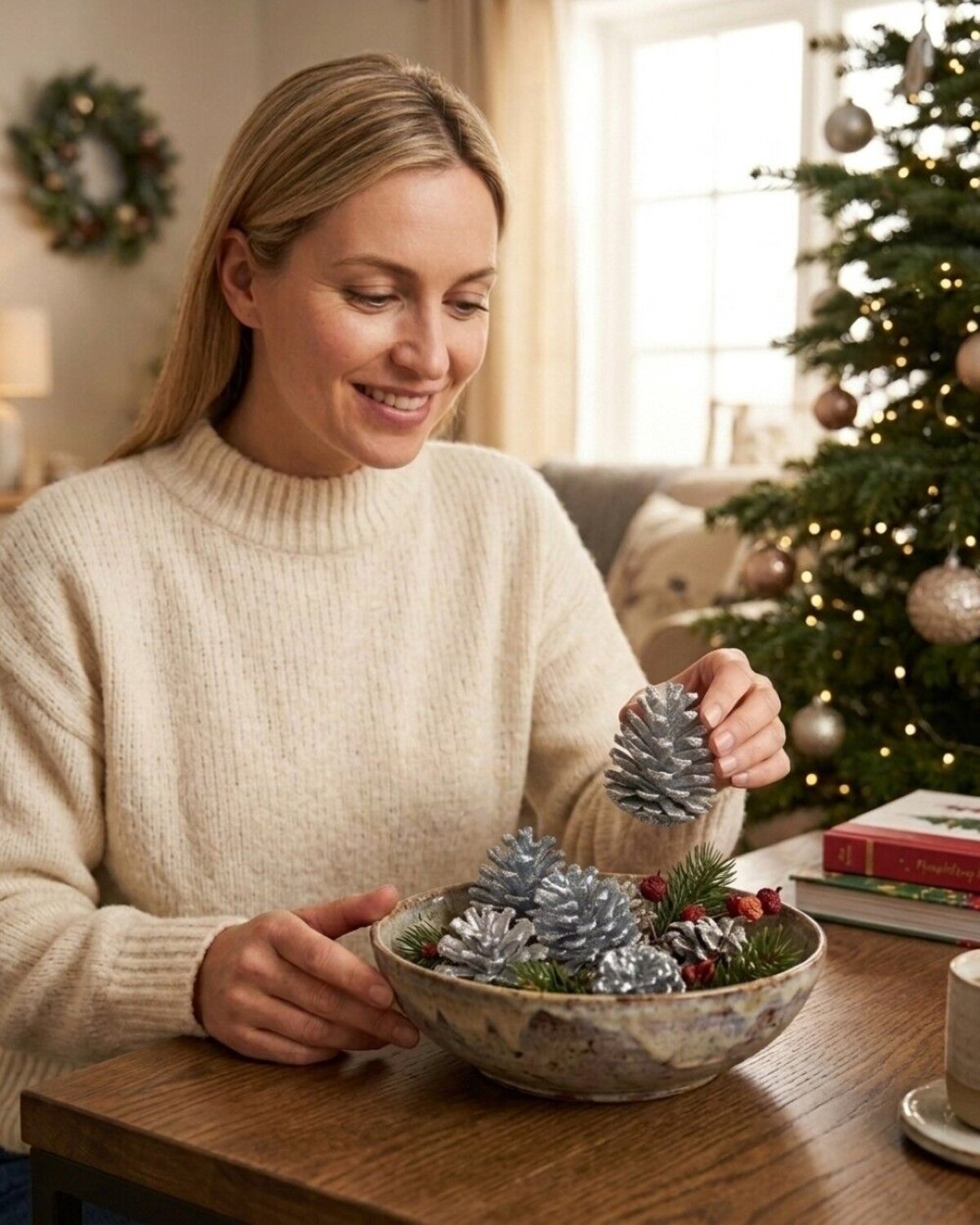 Natural Large Silver Glittered Pinecones | 200g — image 3