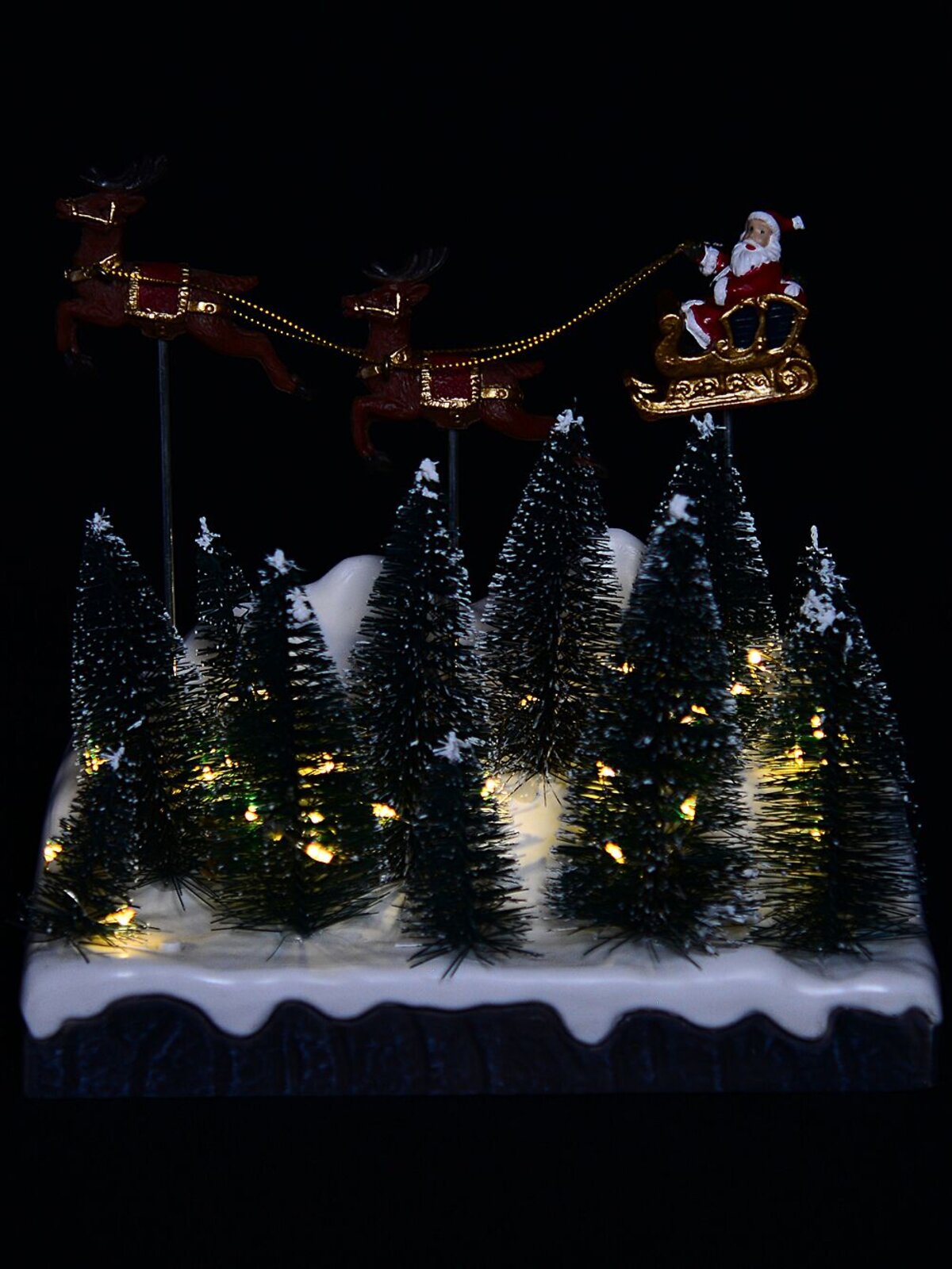 Animated Flying Santa Sleigh Over Snowy Forest With LED Lights | 21cm — image 5