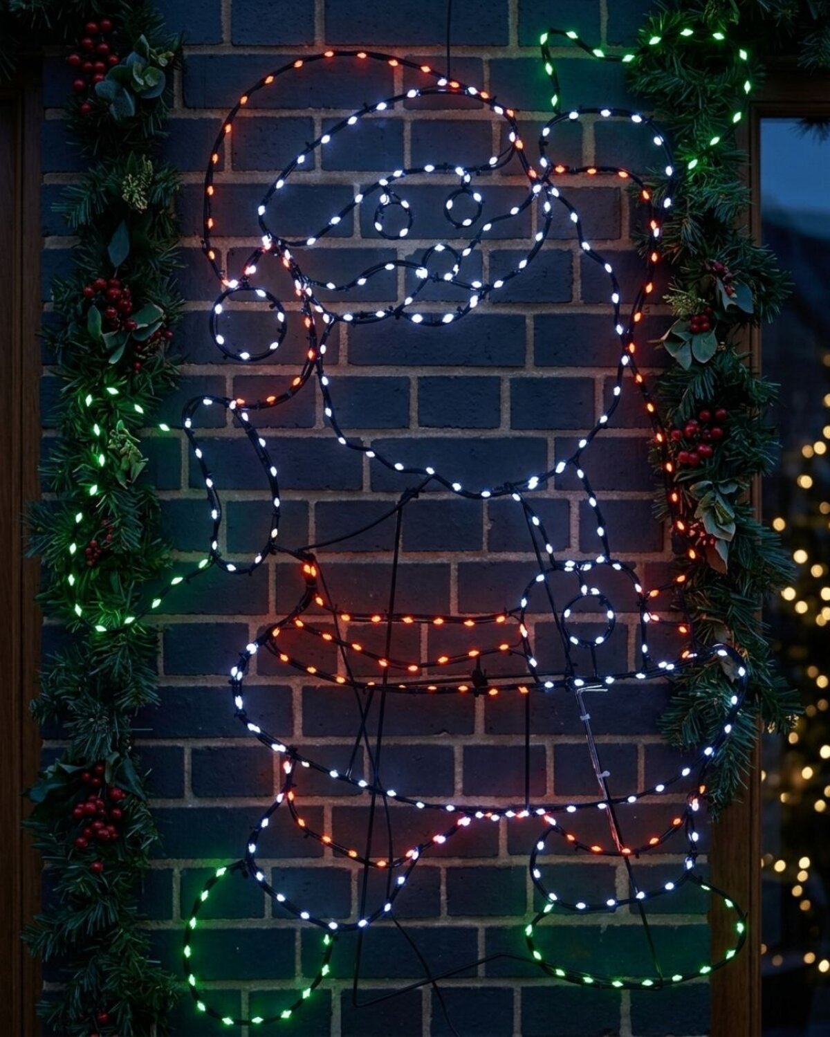 78cm Jolly Posing Santa On Black Frame Outdoor LED Light Display — image 4