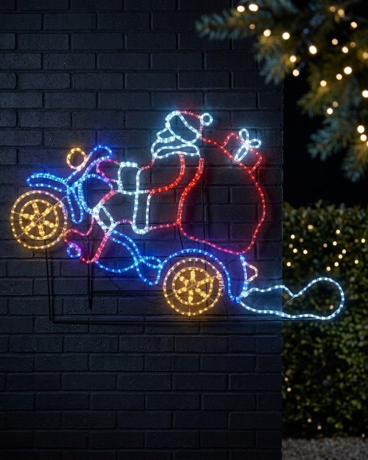 1.5m Dynamic Taking Off Santa On Motorcycle Christmas LED Light Display — image 2