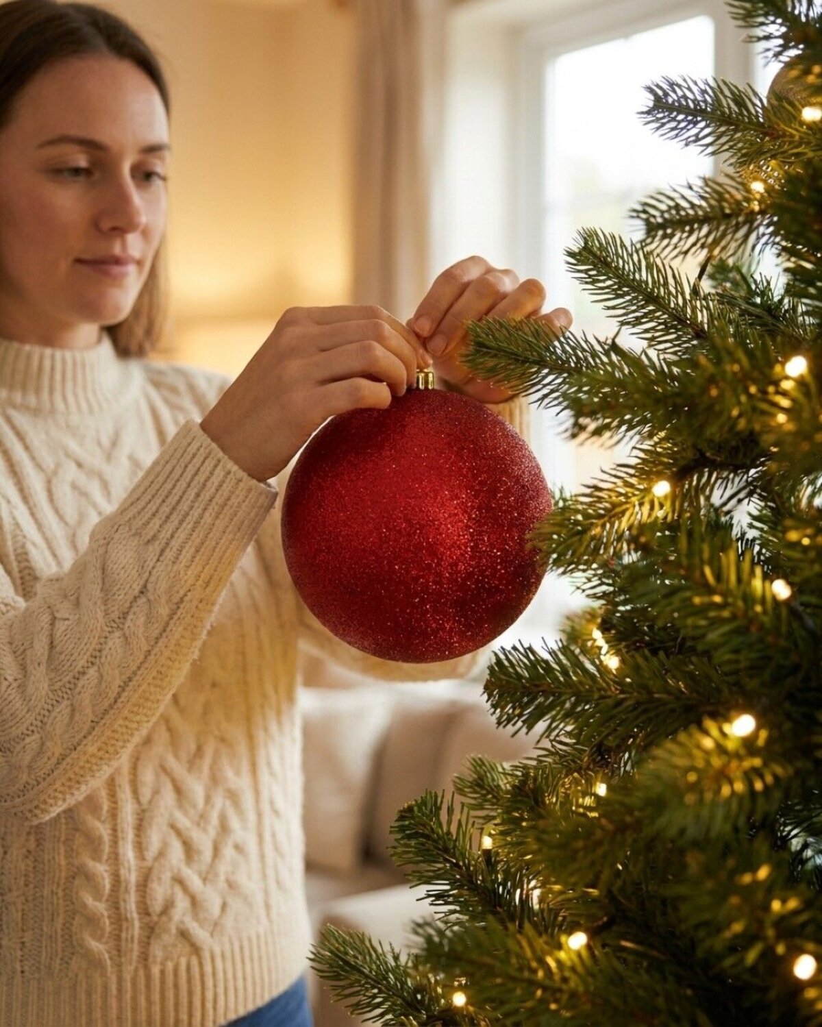 Majestic Red Glitter Large Display Bauble | 20cm — image 3