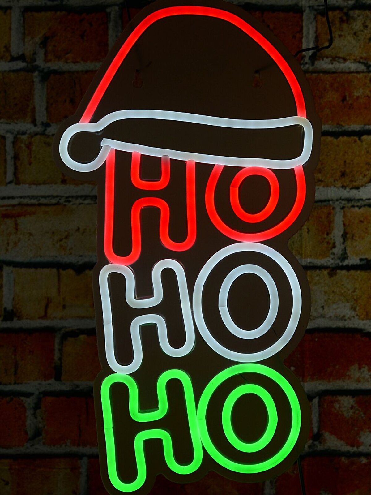 40cm Vertical Ho Ho Ho & Santa Hat Neon LED Light Display On Acrylic Board — image 5