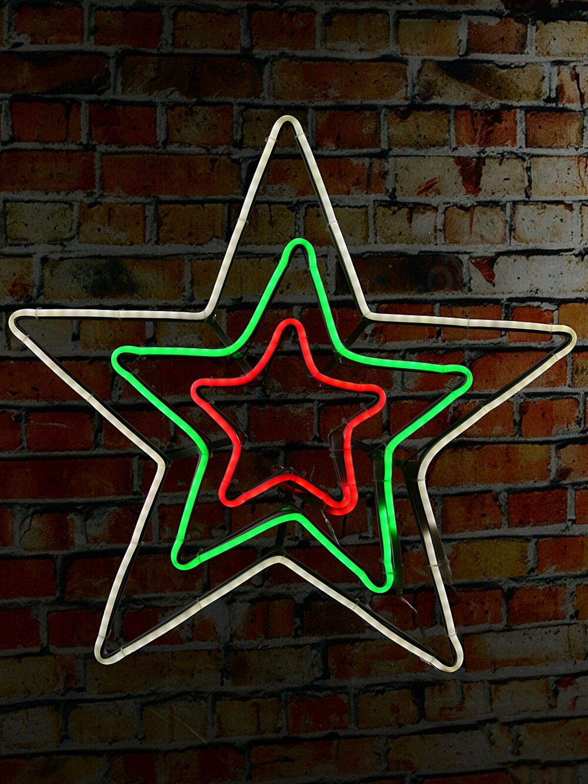 51cm Concentric Stars Outdoor Red Green & Cool White Neon LED Light Display — image 5