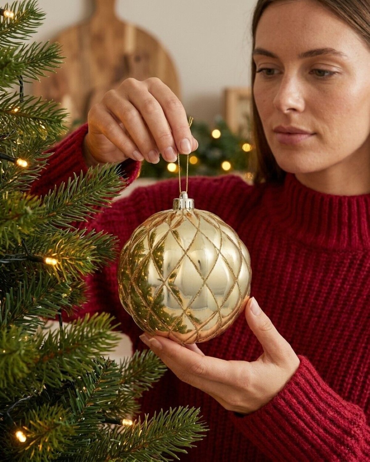 2x Dynamic Gold Grand Diamond Textured Glitter Baubles | 15cm — image 3