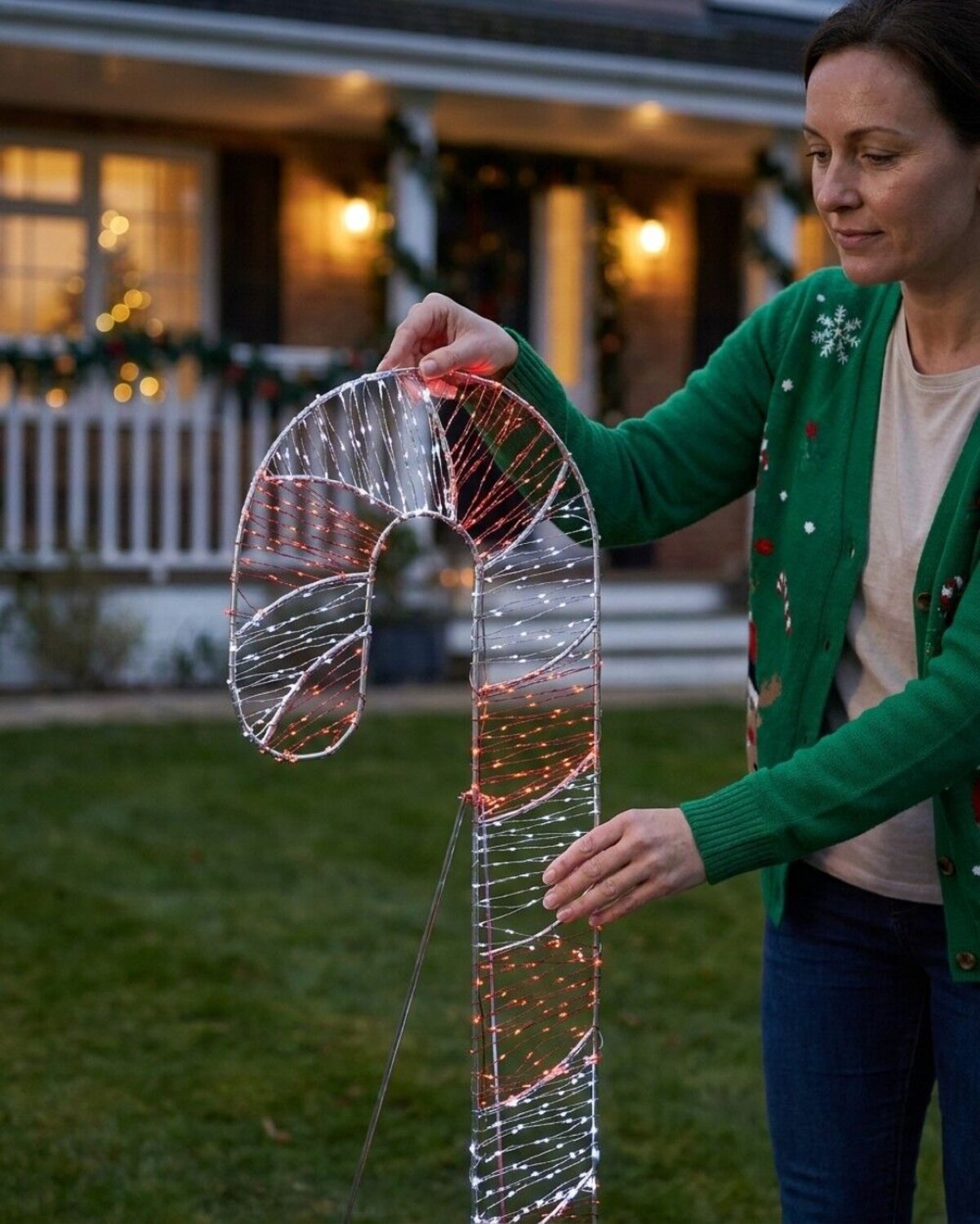 1.2m Vibrant Red & Cool White LED Candy Cane String Light Display — image 3