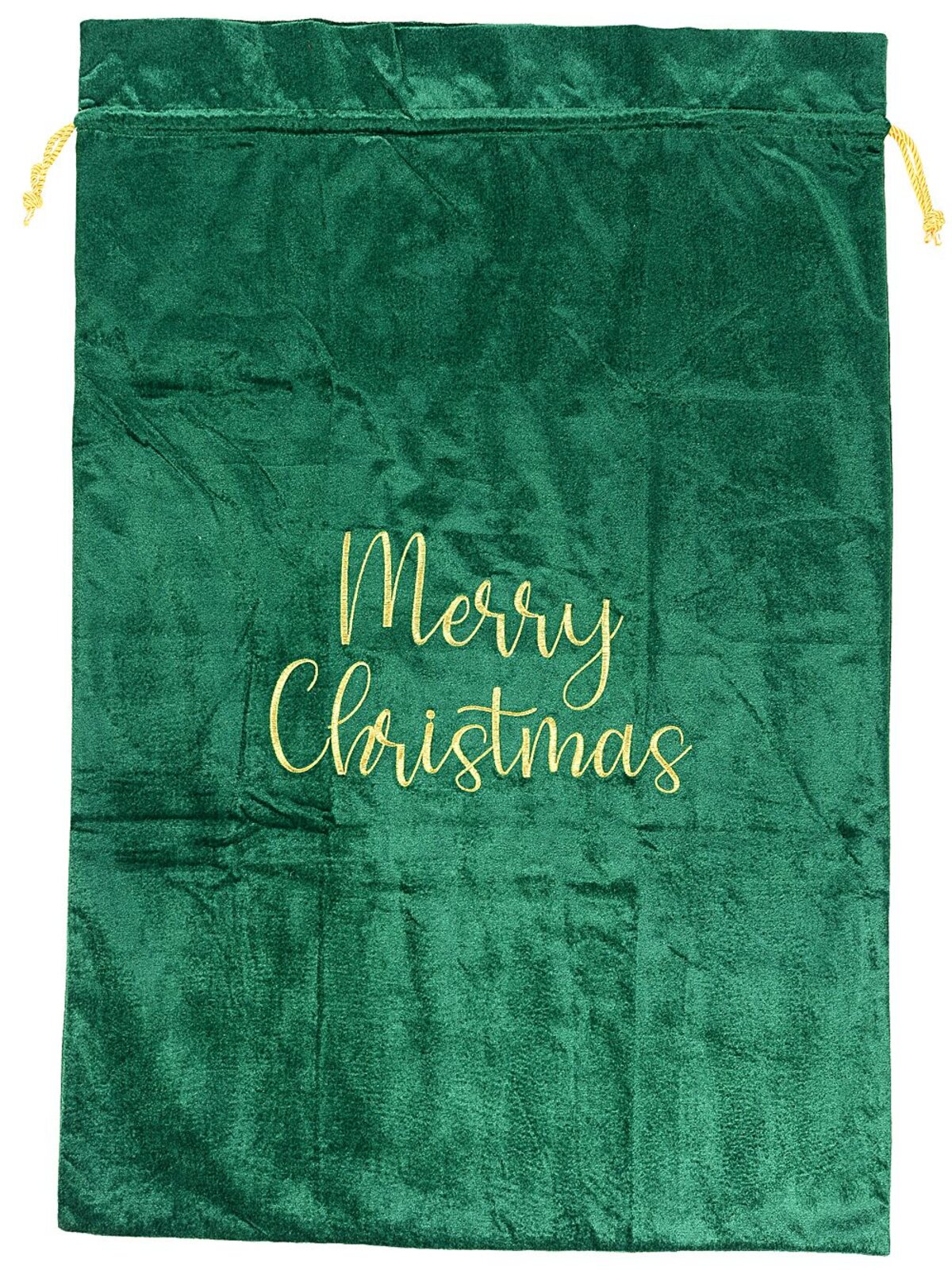 Large Dark Green Velvet Merry Christmas Gold Embroidered Santa Sack | 88cm — image 5