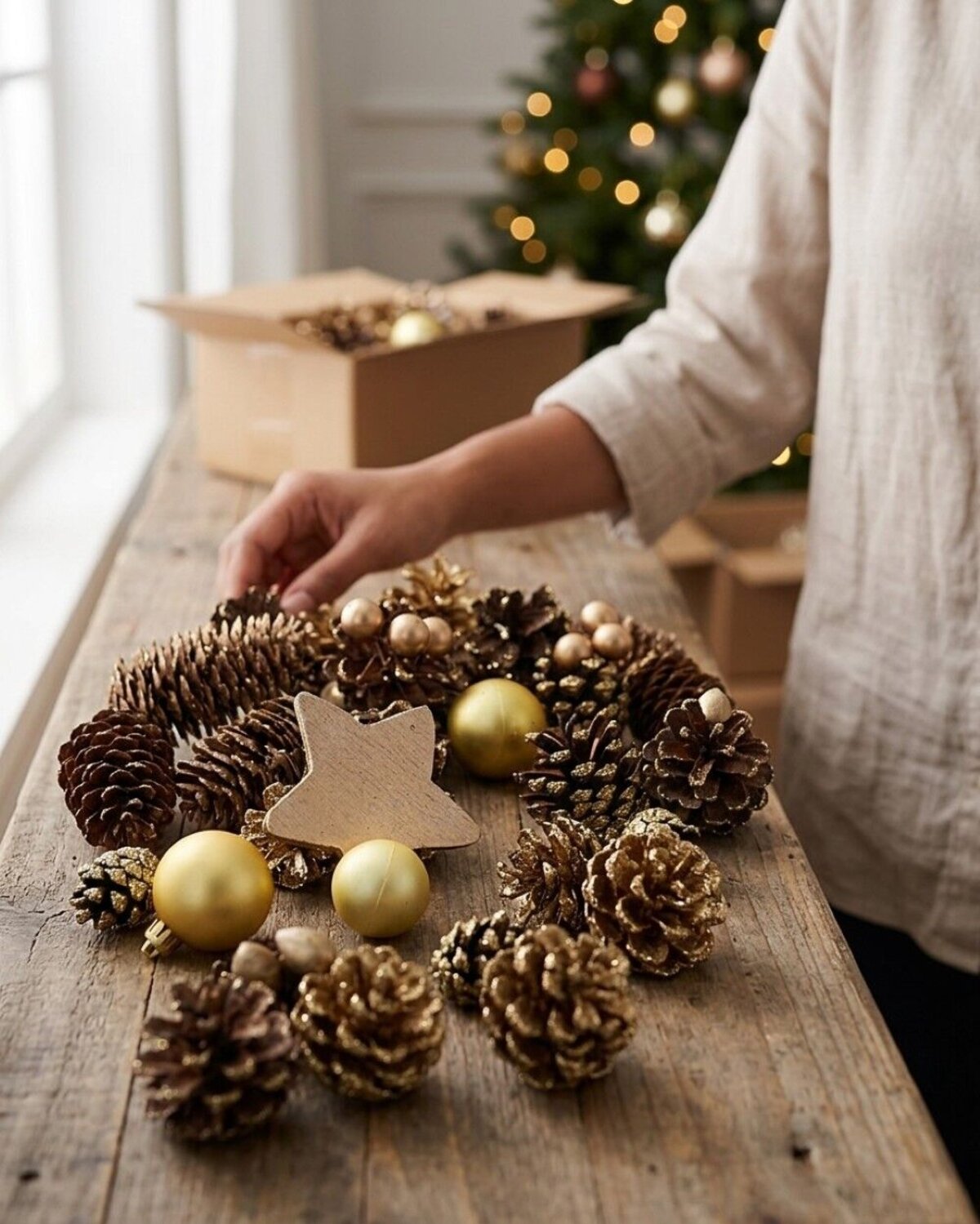 Natural Gold Pinecone, Star & Bauble Mix | 300g — image 4