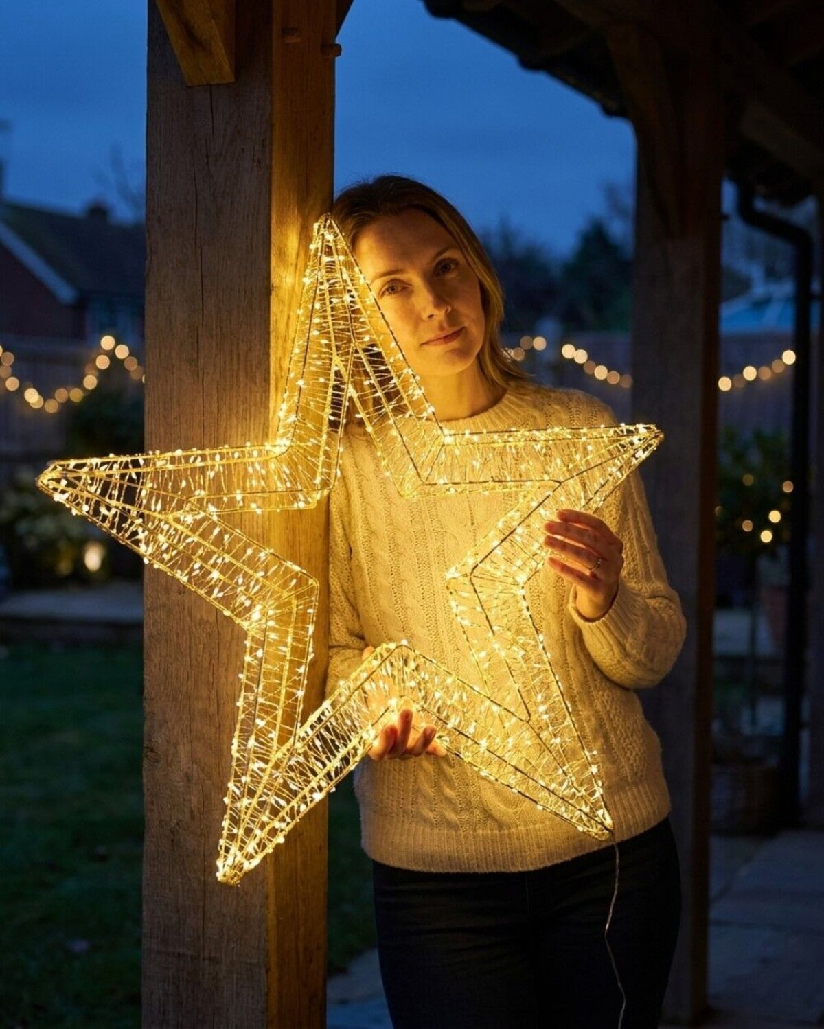 80cm Neutral White LED Lucid Star 3D Outdoor Motif | 1700 Seed Bulbs — image 3