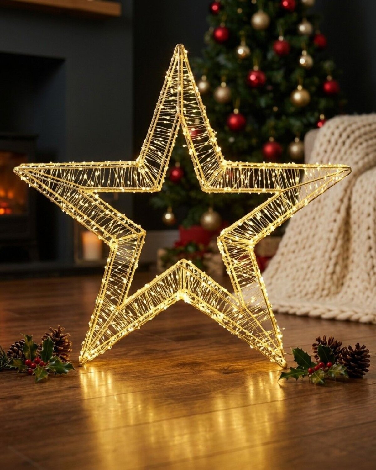 80cm Neutral White LED Lucid Star 3D Outdoor Motif | 1700 Seed Bulbs — image 2