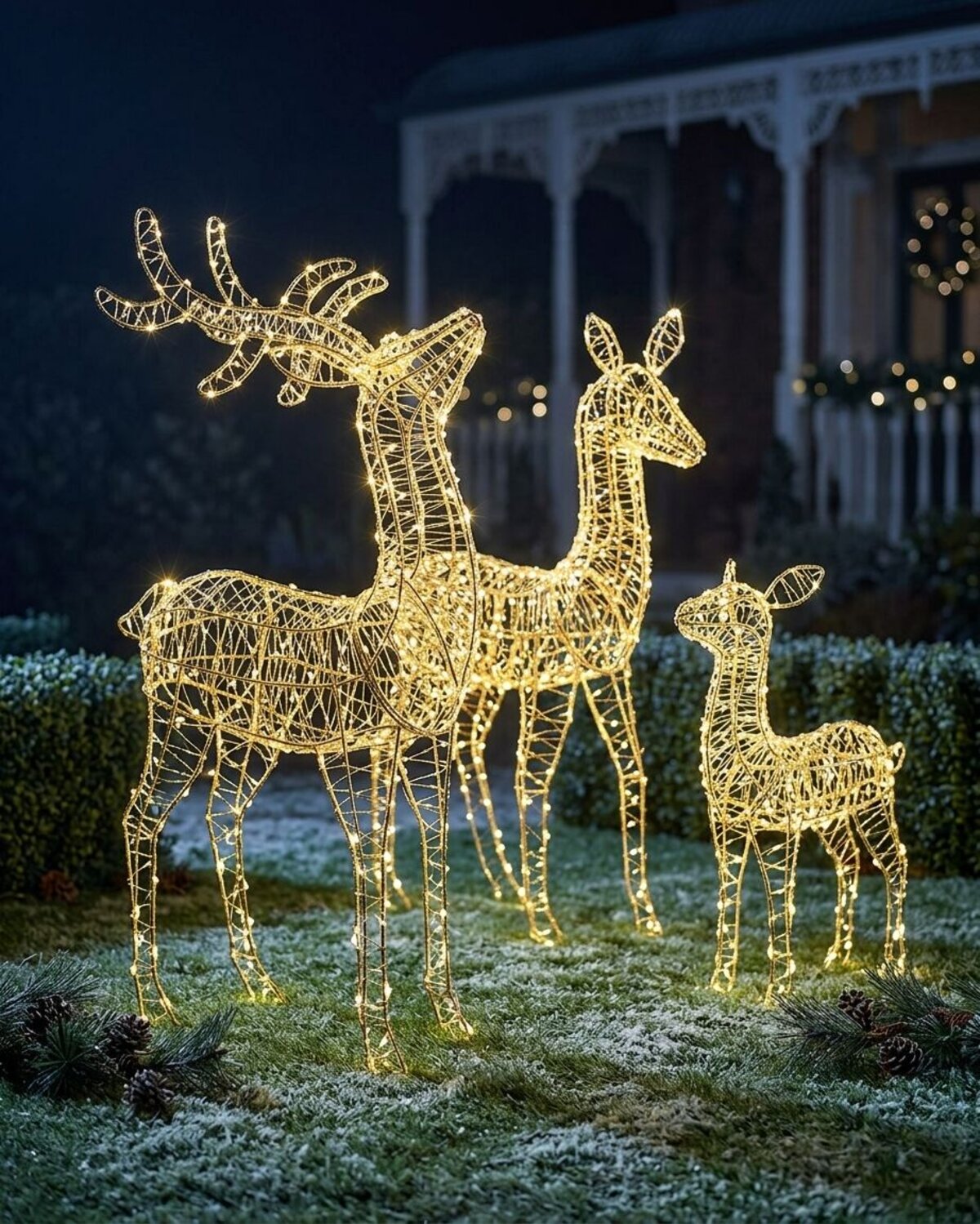 3D Reindeer Family Of 3 Warm White Naked Wire LED Light Display — image 4