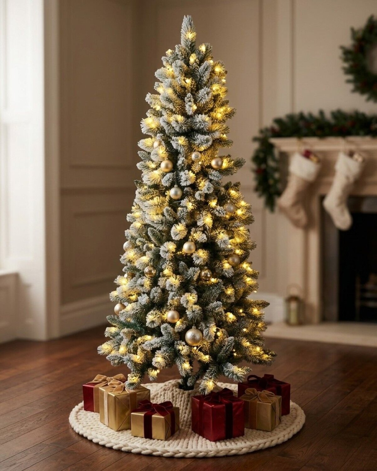 1.8m Ponoka Flocked Dual Colour LED Christmas Tree | 550 Tips & 250 Lights — image 8