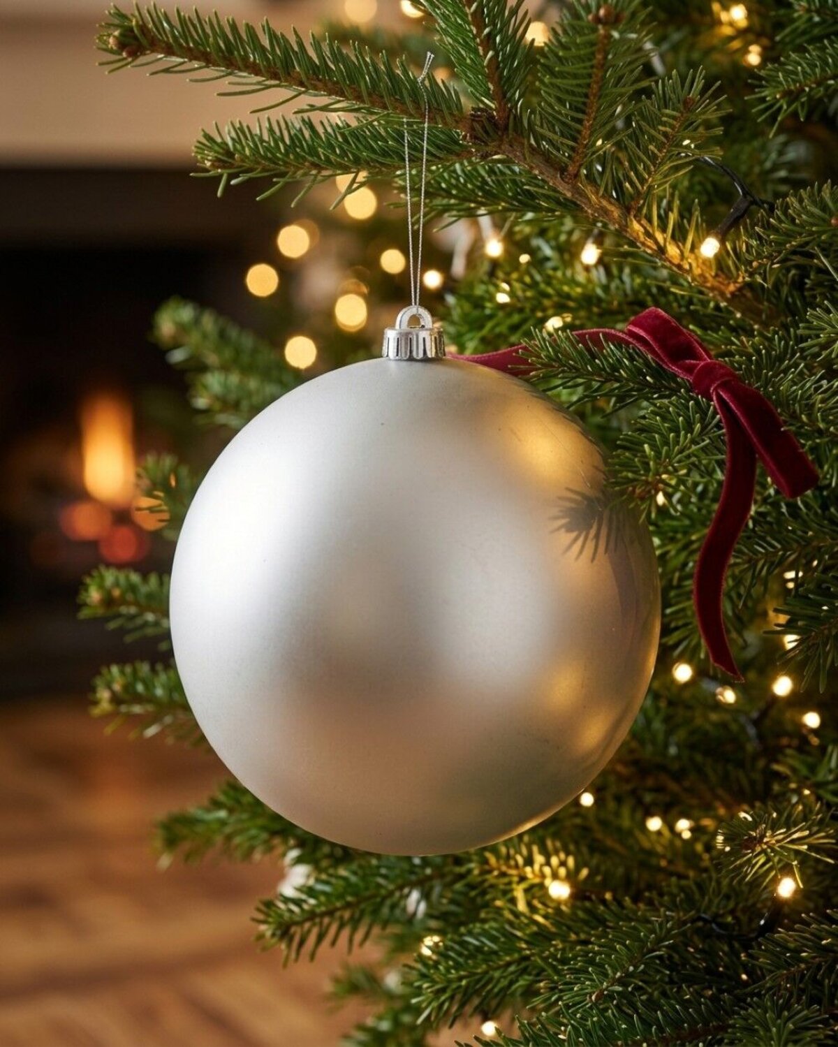 Majestic Brushed Silver Large Display Bauble | 20cm — image 2