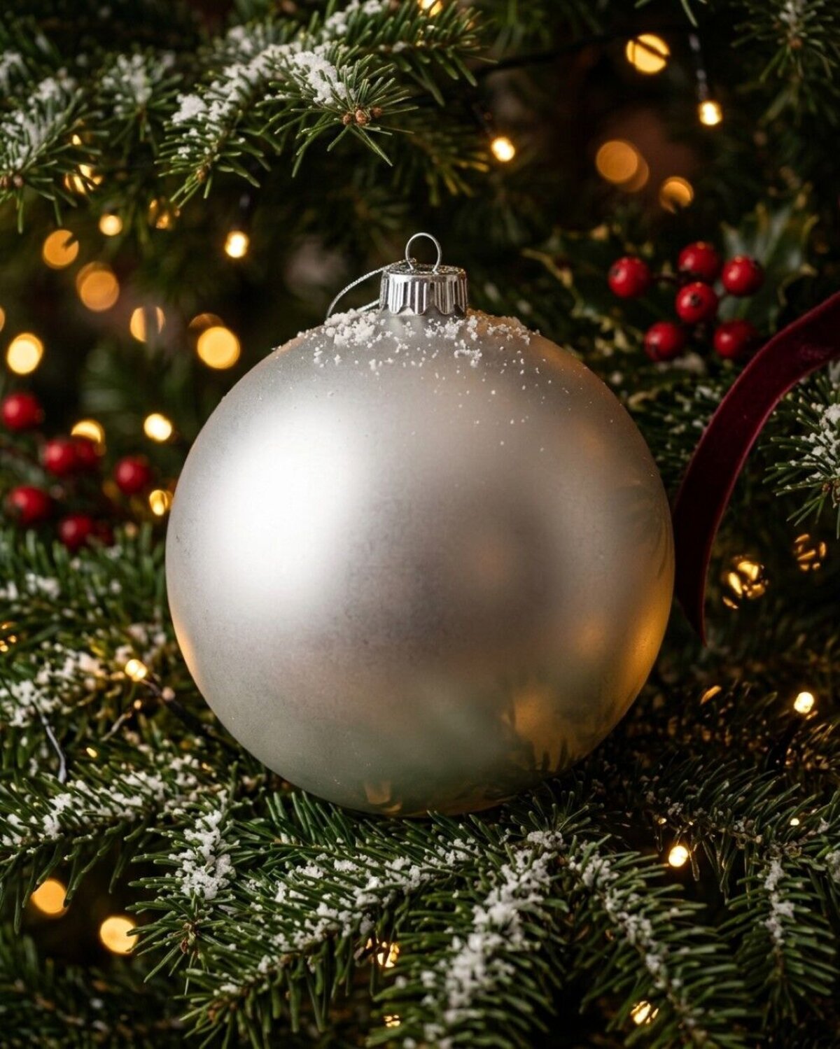 Majestic Brushed Silver Large Display Bauble | 20cm — image 4