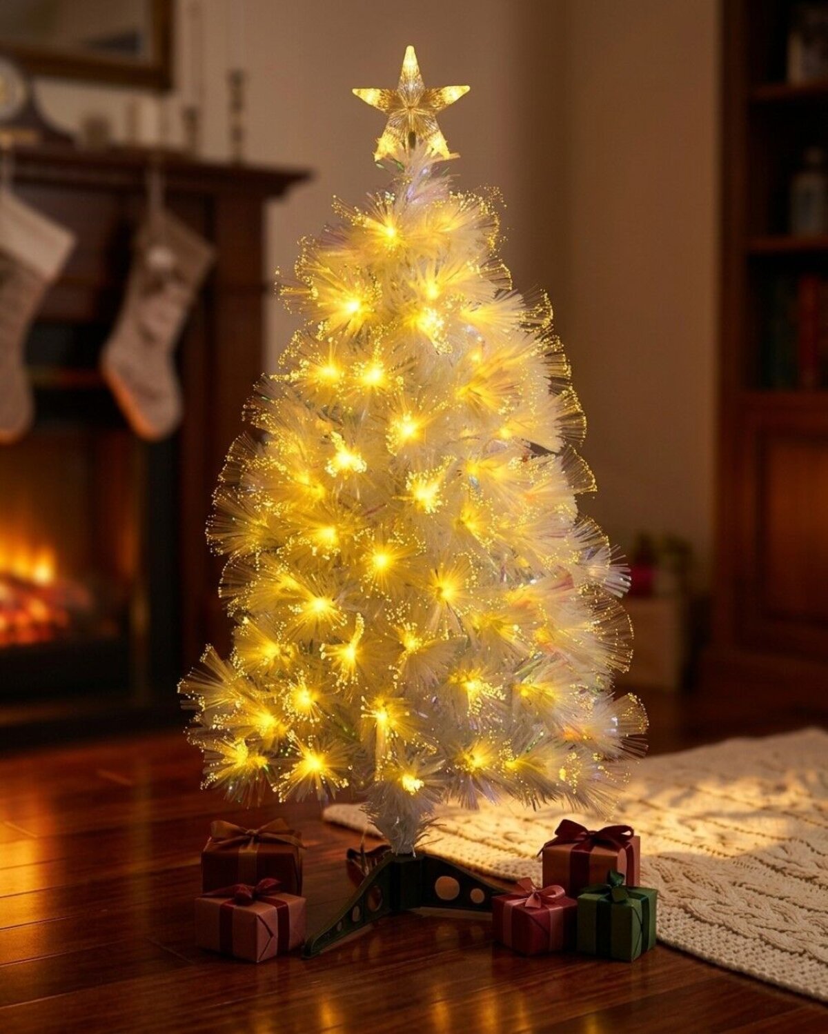 90cm Iridescent Glow Pine Warm White Dynamic LED Fibre Optic Tree | 80 Tips — image 2