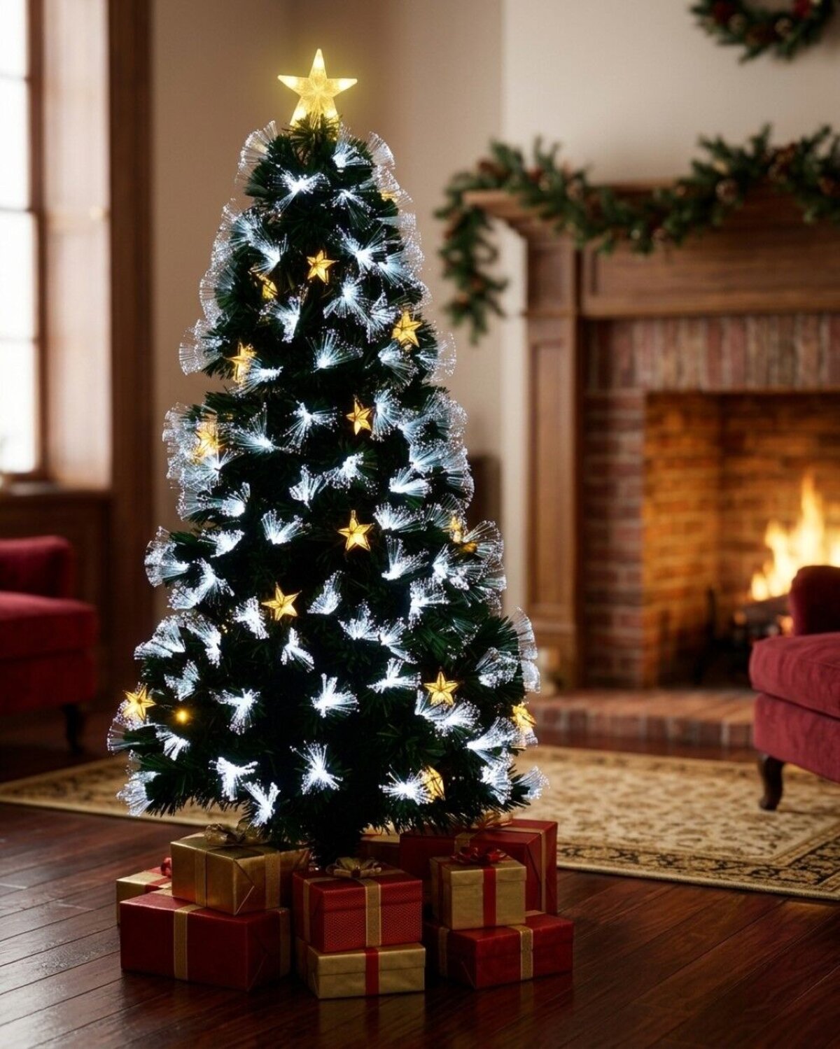 1.5m Starry Night Fir Cool & Warm White Fibre Optic Christmas Tree | 150 Tips — image 2
