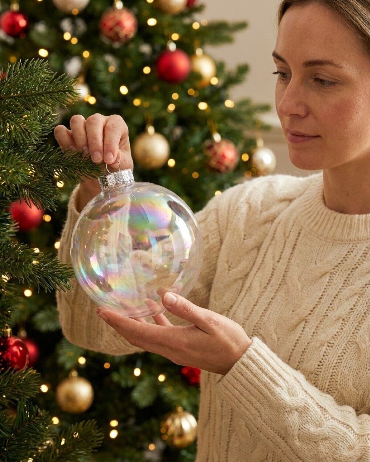 2x Lustrous Clear Grand Iridescent Soap Bubble Baubles | 15cm — image 3