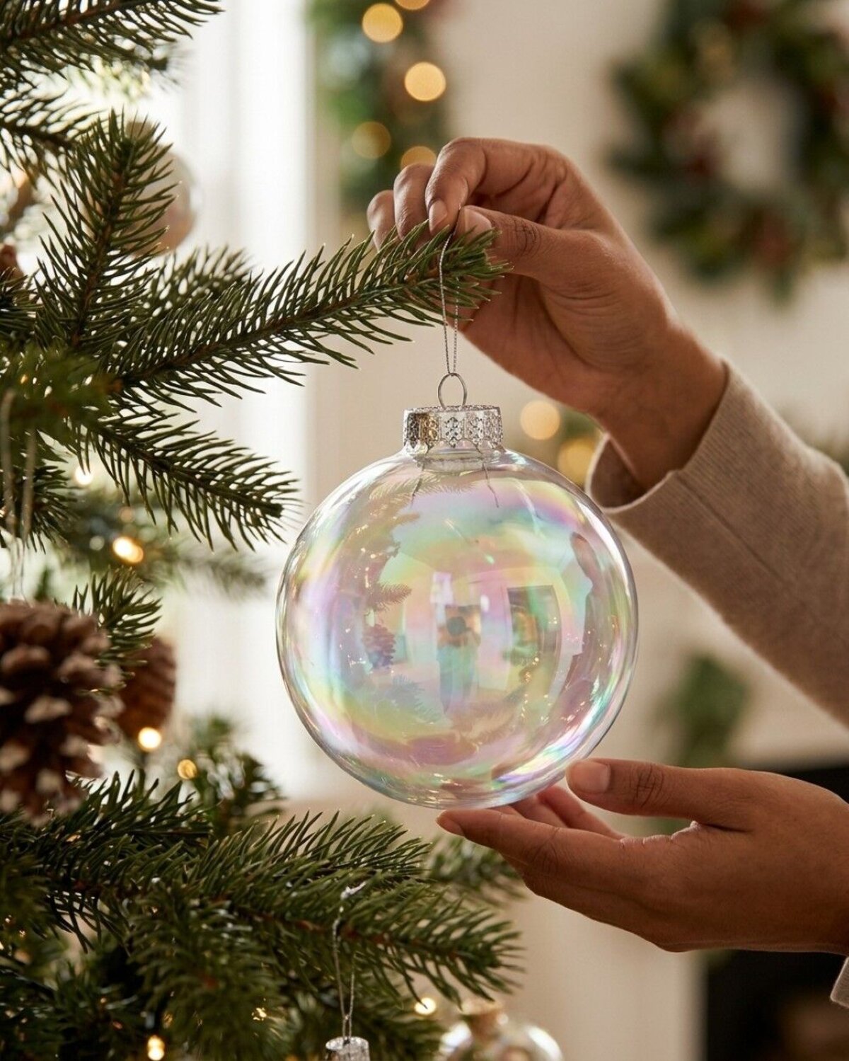 2x Lustrous Clear Grand Iridescent Soap Bubble Baubles | 15cm — image 4
