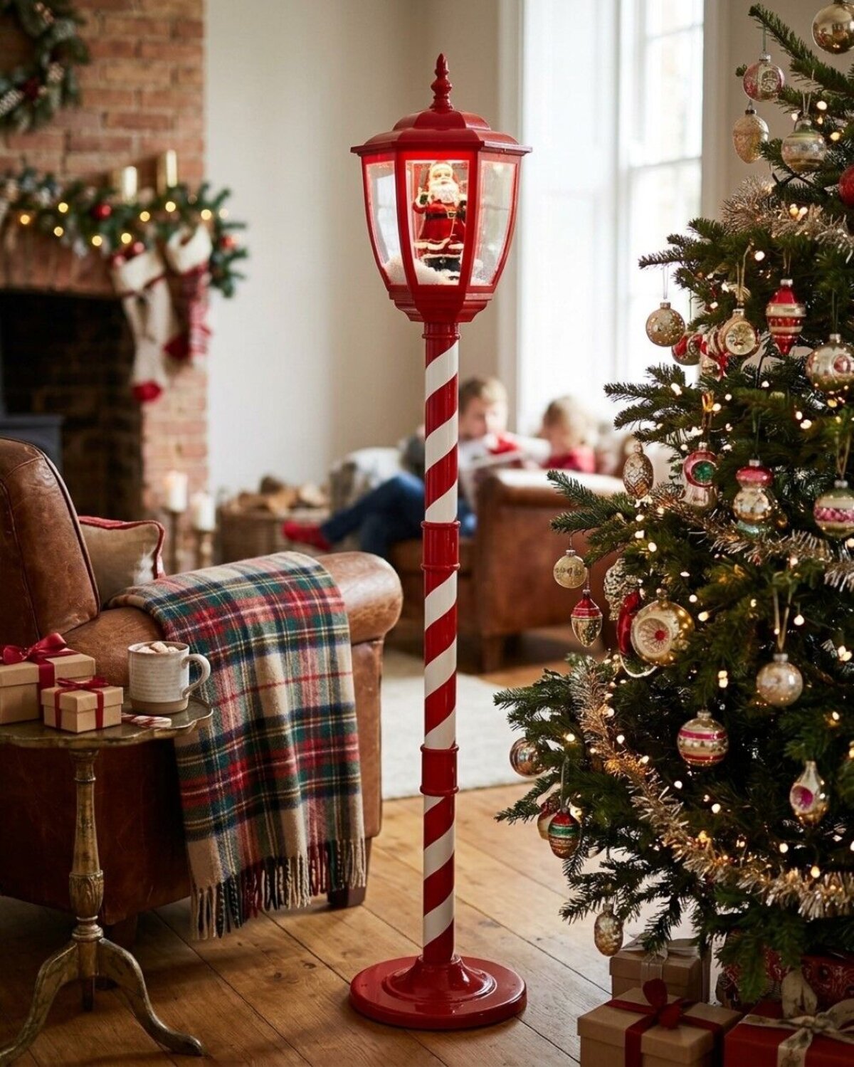 1.5m Snowing Santa Musical Christmas Street Lamp Post | USB Indoor Display — image 4