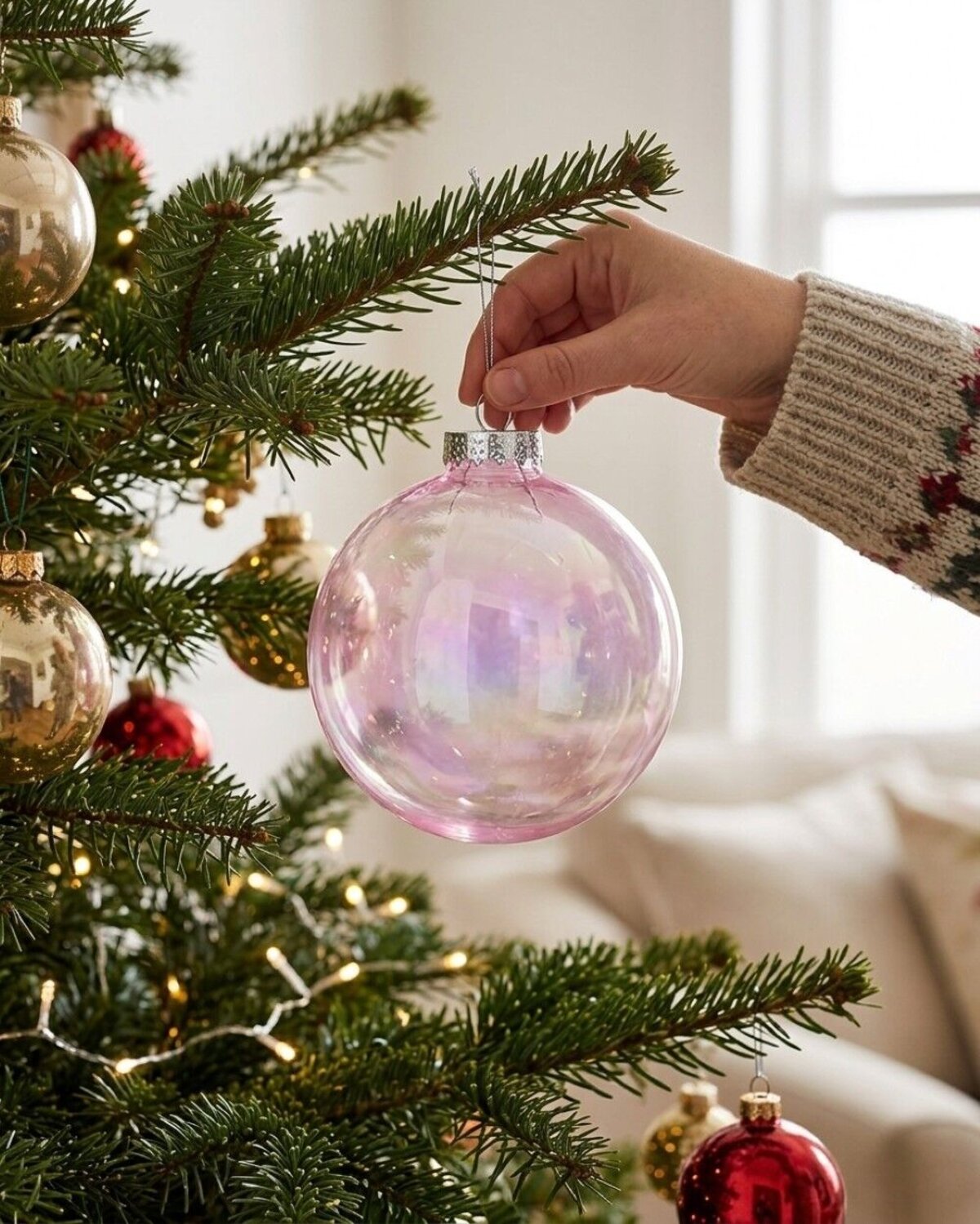 2x Lustrous Pink Tinted Grand Iridescent Soap Bubble Baubles | 15cm — image 4