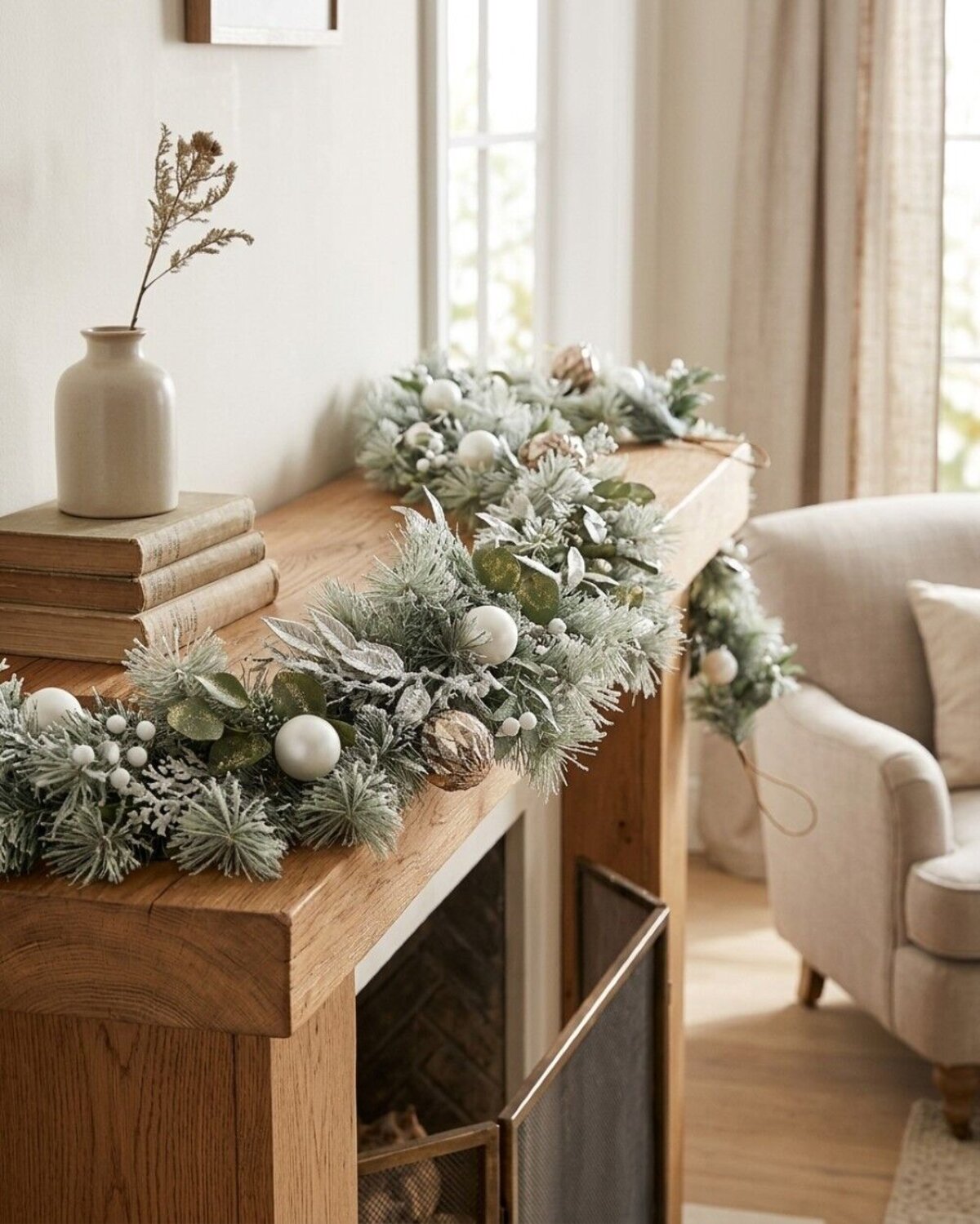 2.7m Mixed Botanical Blush Christmas Garland | Pink White & Metallic Accents — image 4