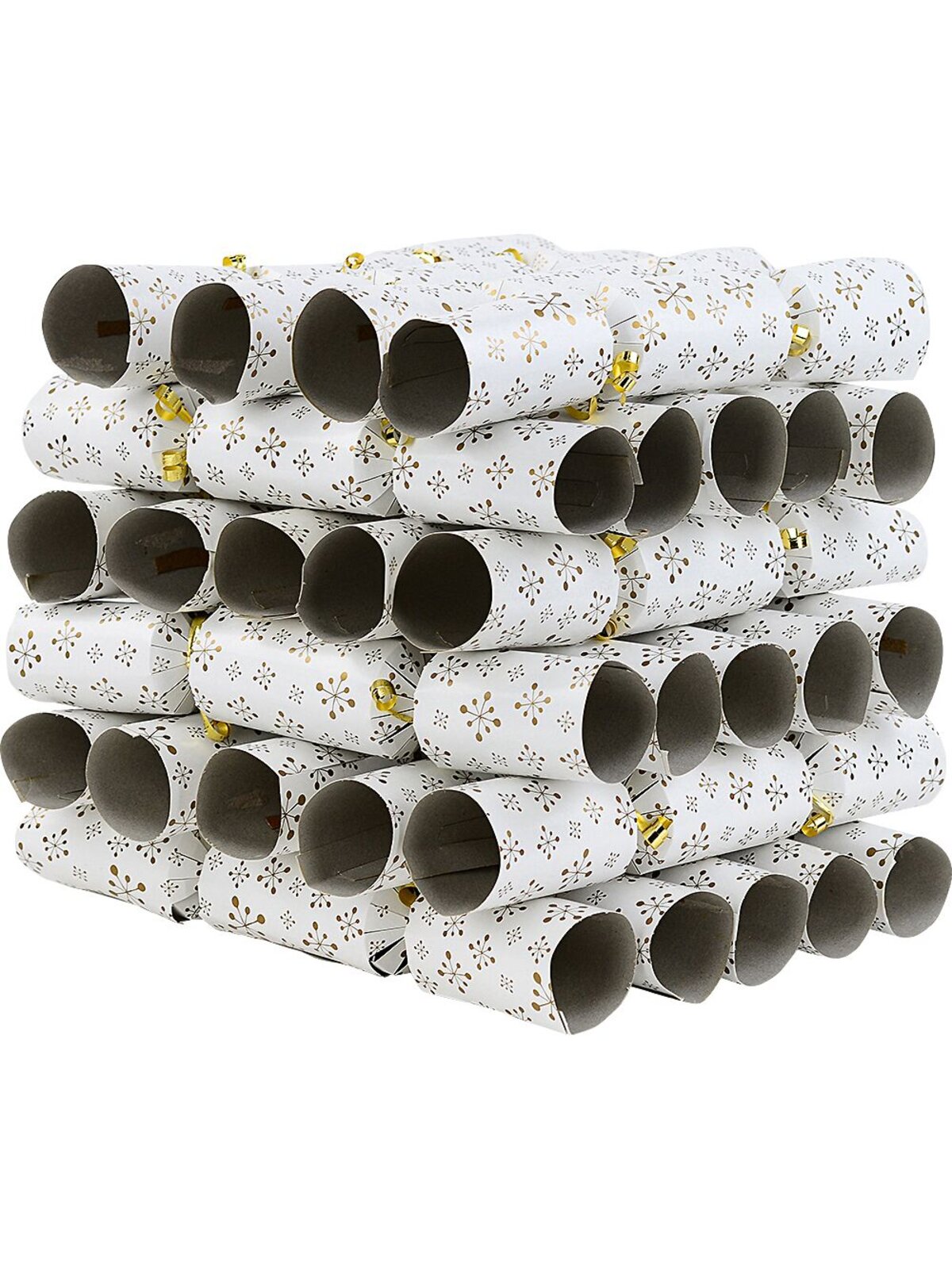 50x Matte White & Gold Whimsical Star Christmas Bon Bons (Crackers) | 31cm
