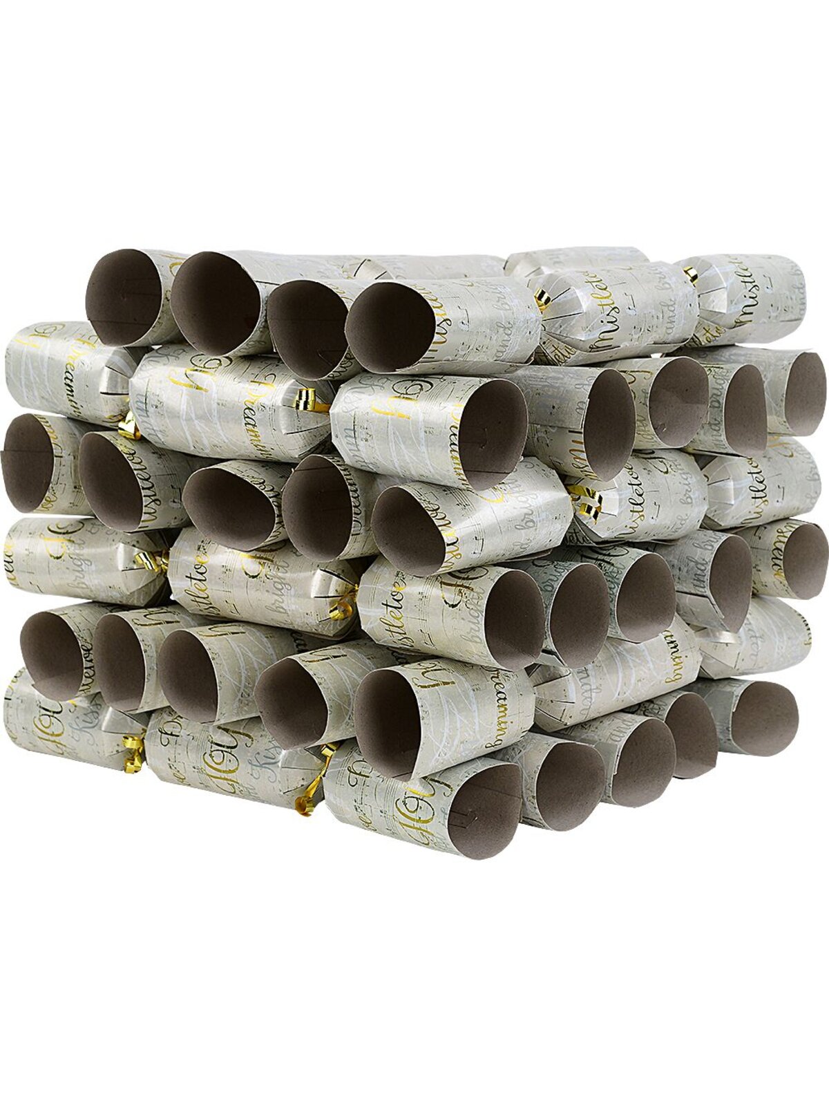 50x Sheet Music & Foil Script Matte Gold Christmas Bon Bons (Crackers) | 34cm