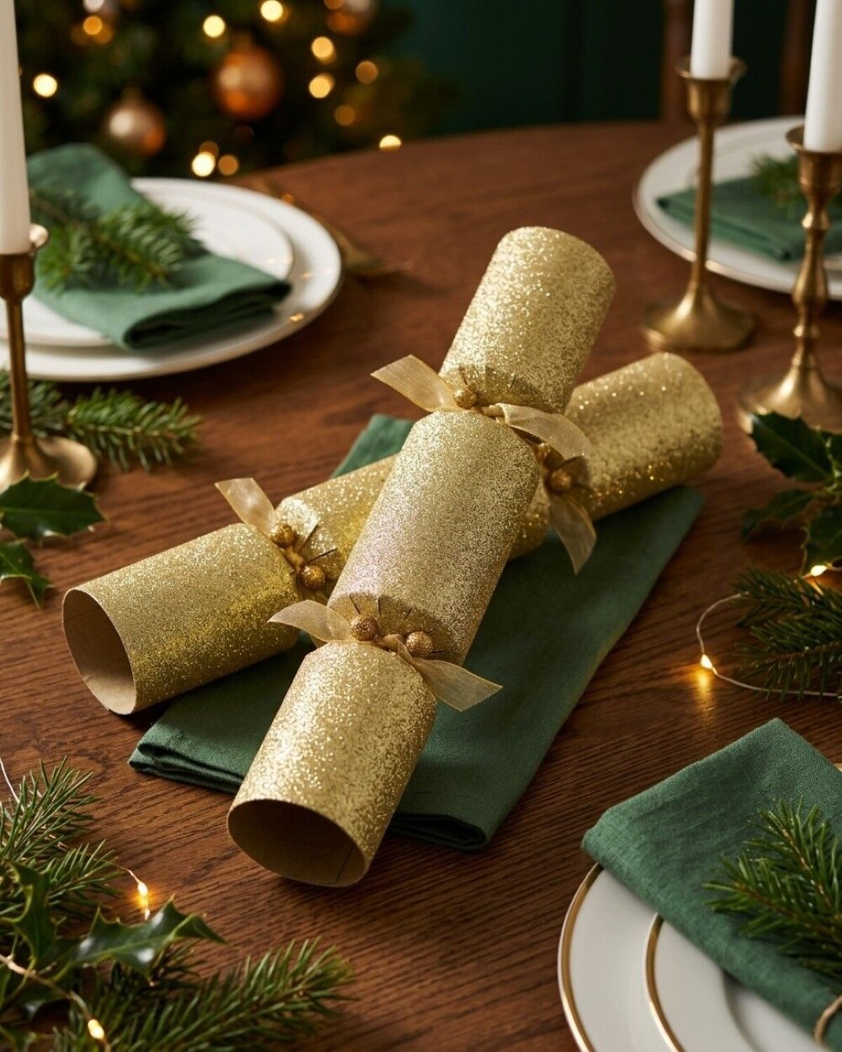 25x Luxury Champagne Gold Glitter Christmas Bon Bons (Crackers) | 34cm — image 2