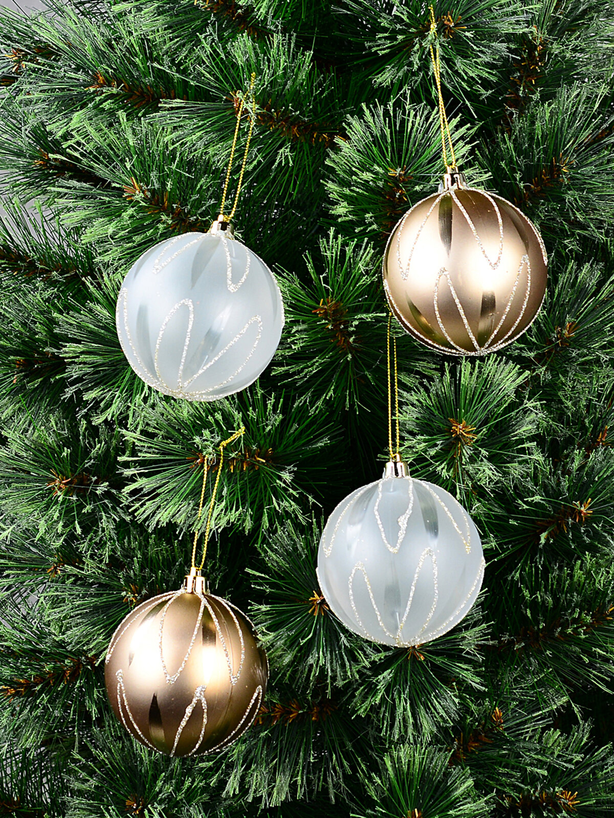 4x Celestial Rose Gold & Frosted White Signature Petal Filigree Baubles | 80mm