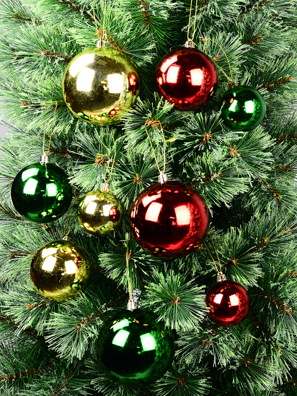 63x Heritage Red Green & Gold Shiny Metallic Bauble Starter Pack | 60mm-10cm — image 6
