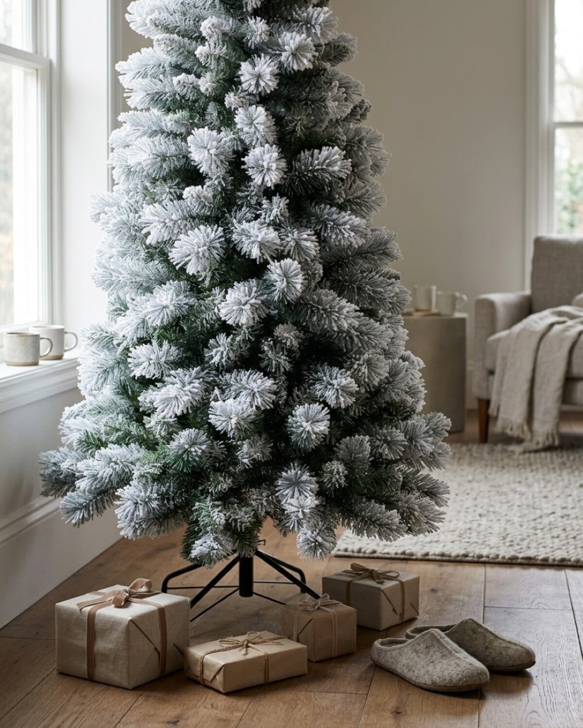 2.3m Bavarian Heavily Flocked Dual Tip Christmas Tree | 979 Spruce & Fir Tips — image 4