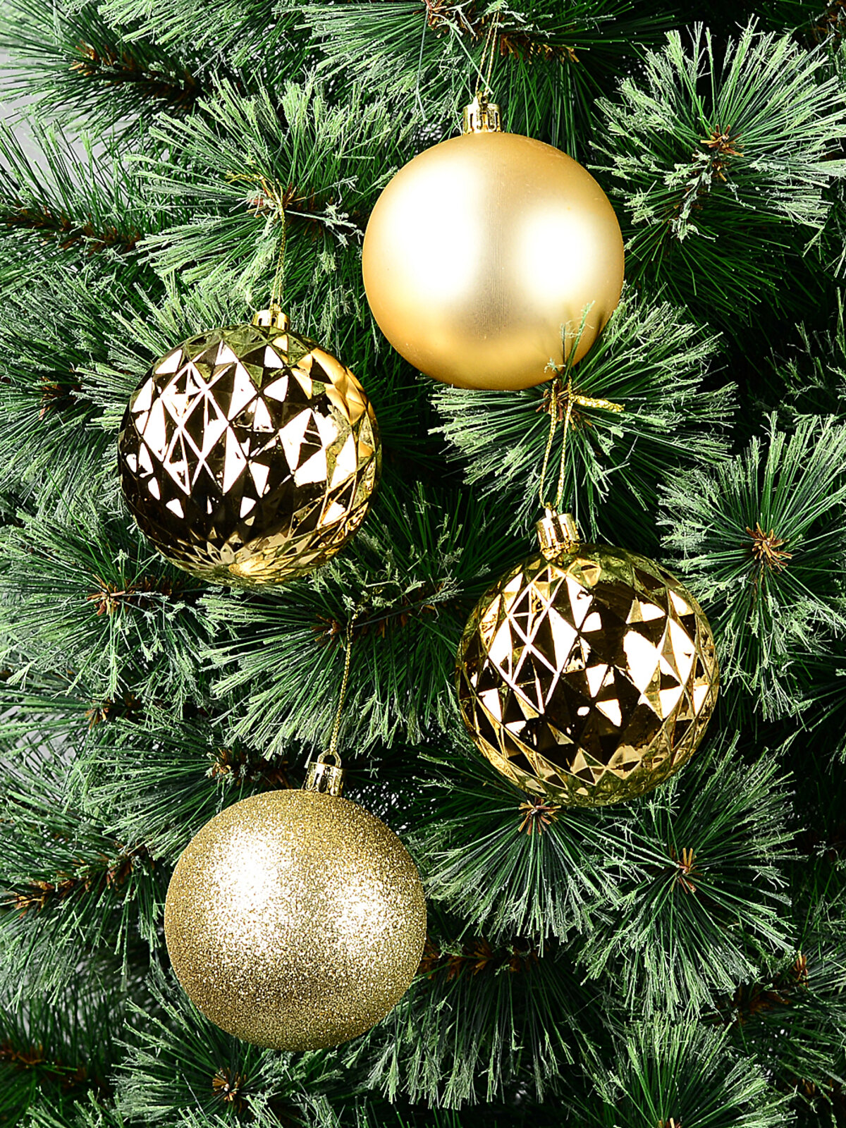 4x Classic Gold Signature Mixed Texture Baubles | 80mm