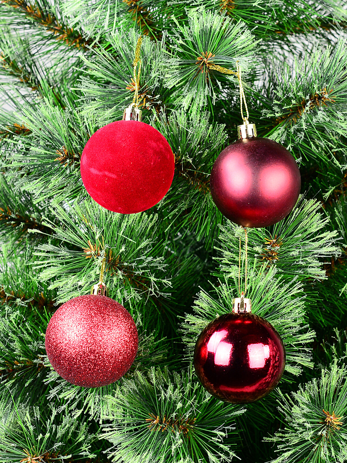 24x Dynamic Apple Red Essential Mixed Texture Baubles | 60mm