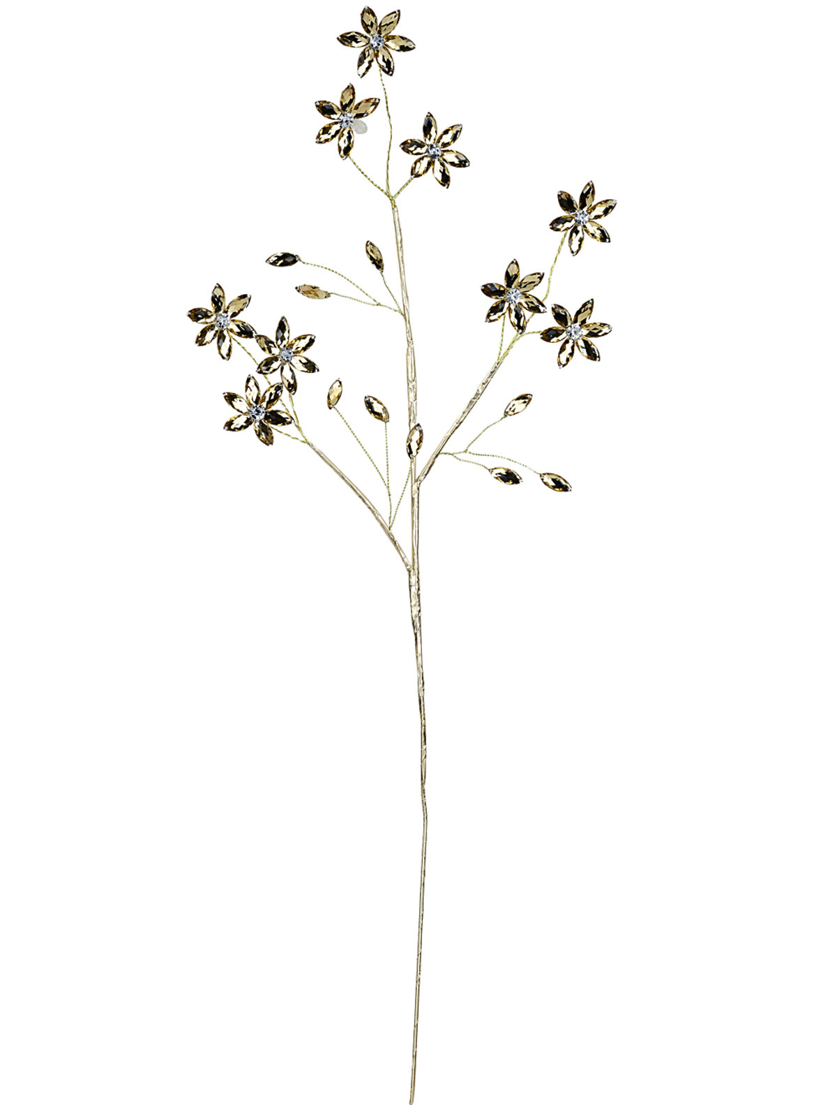 Honey Amber Diamante Blossom Spray Stem With Gilded Branches | 58cm — image 3