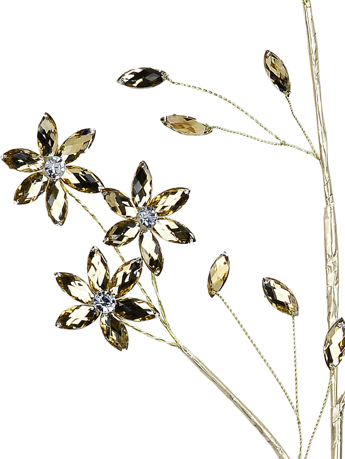 Honey Amber Diamante Blossom Spray Stem With Gilded Branches | 58cm — image 2