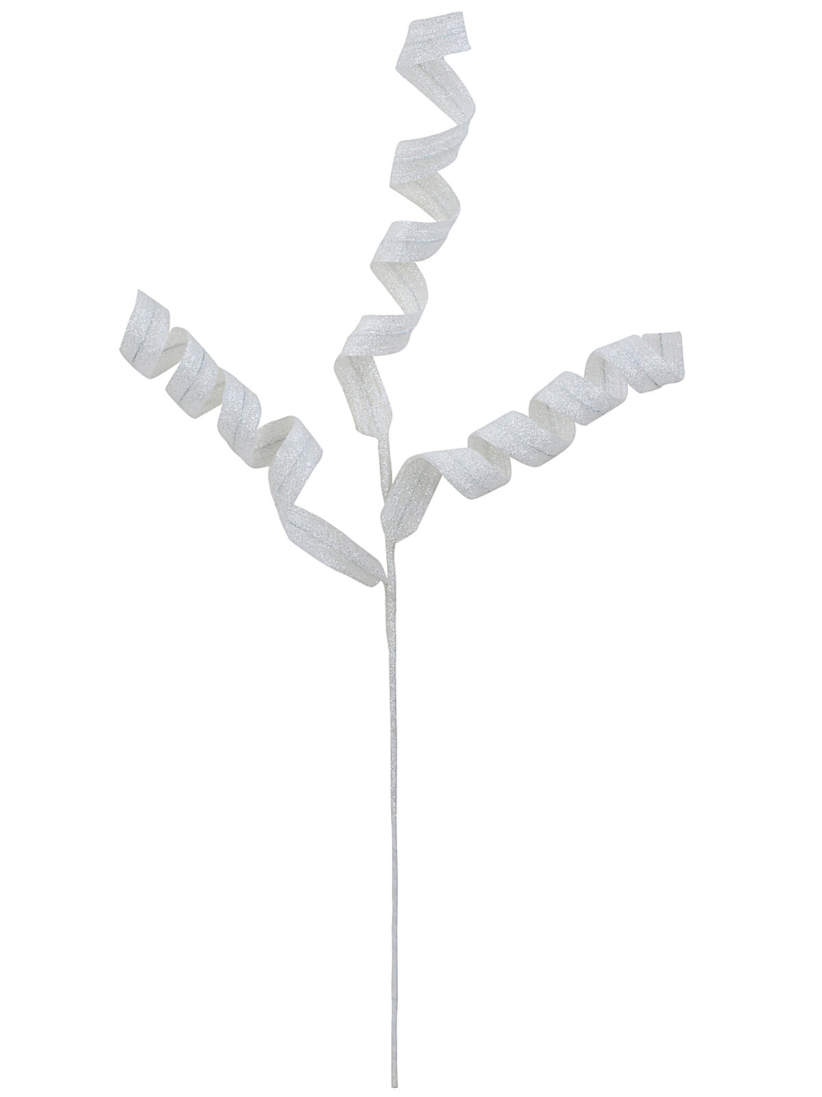 White Curly Ribbon Glitter Spray Stem With Posable Iridescent Branchlets | 60cm — image 3