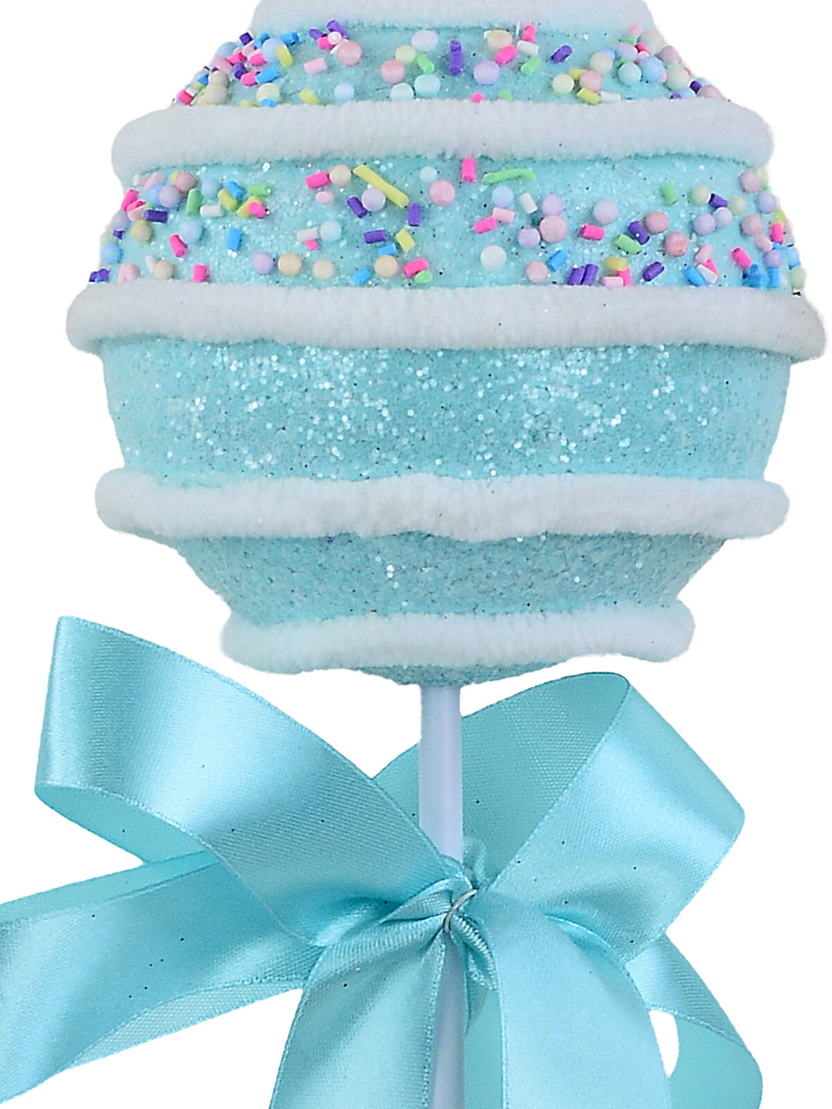 Pastel Blue Cupcake Bauble Stem With Iridescent Frosting & Satin Bow | 54cm — image 3