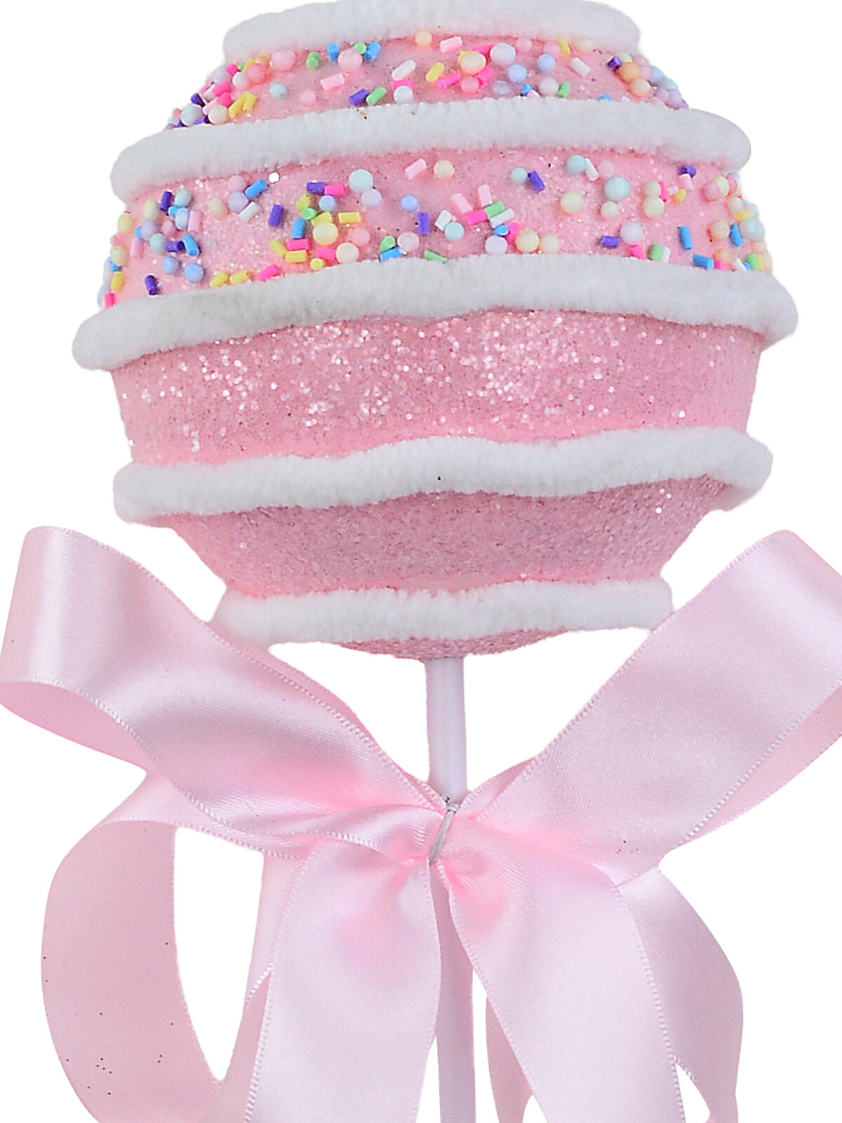 Pastel Pink Cupcake Bauble Stem With Iridescent Frosting & Satin Bow | 54cm — image 3