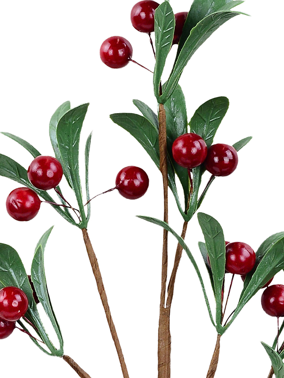 Crimson Red Berry & Holly Leaf Spray Stem With Adjustable Branches | 59cm — image 2