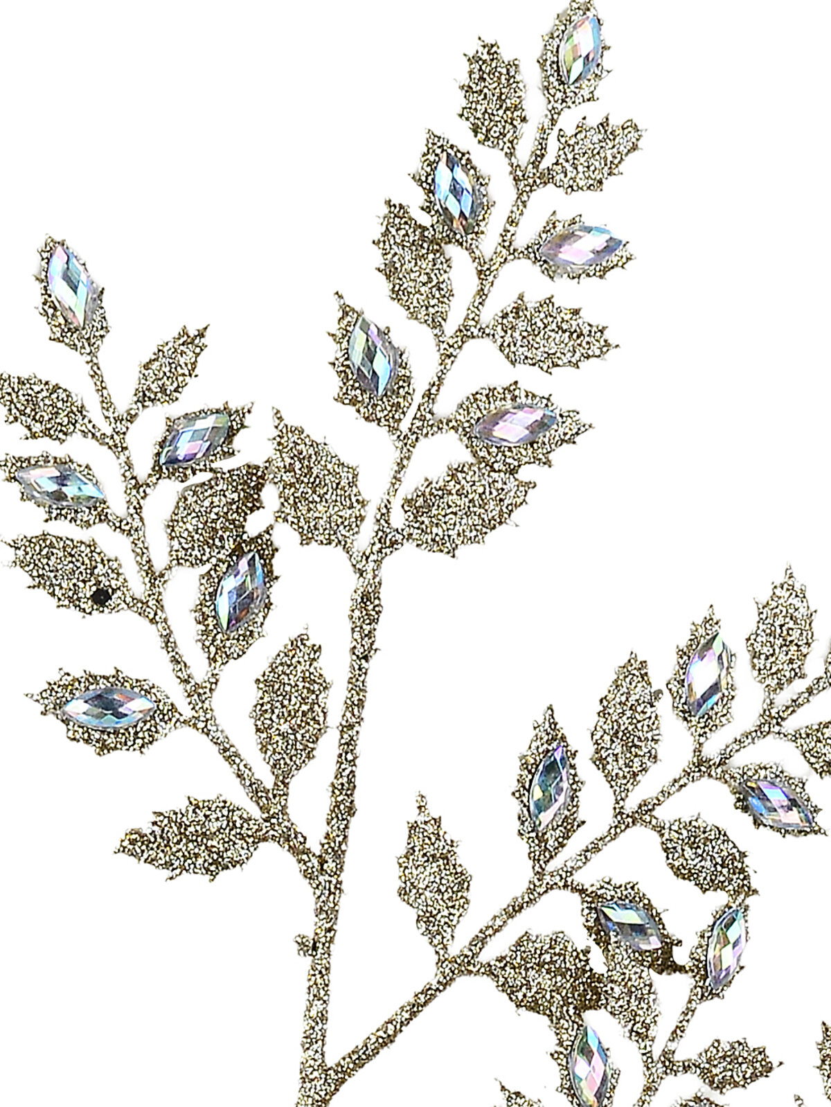Gilded Gold Fern Leaf Spray Clip Stem With Iridescent Diamantes | 62cm — image 2
