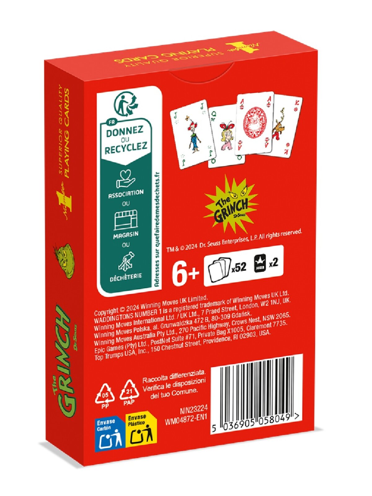 Official Waddingtons No. 1 The Grinch Playing Cards | Dr. Seuss Holiday Deck