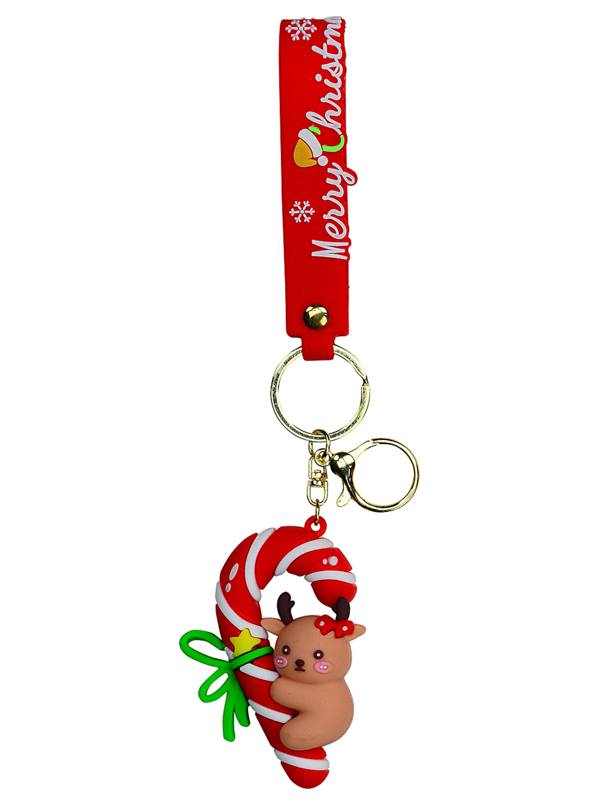 Assorted Santa, Tree Or Candy Cane Reindeer Christmas Novelty Keychain
